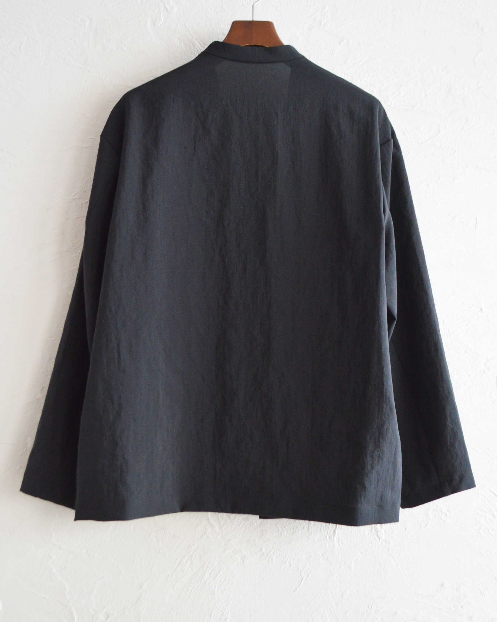 LAMOND ラモンド / NO-COLLAR SHARI JACKET ノーカラーシャリジャケット (BLACK ブラック)