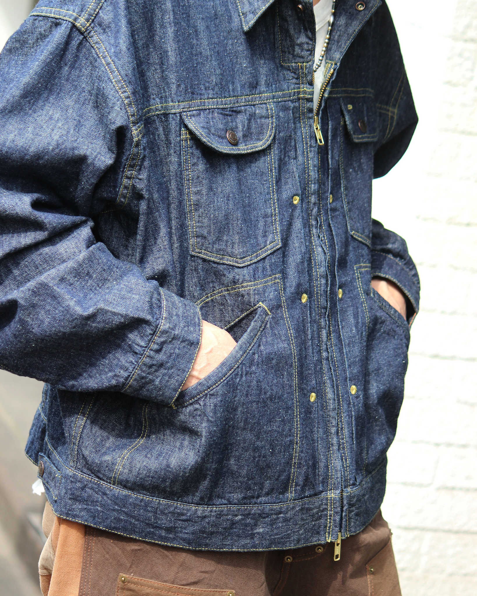 IMPRESTORE インプレストア / Ginny ジニー | 6.5ozZIP JACKET 6.5オンスジップジャケット (BLUE DENIM ONE WASH ブルーデニムワンウォッシュ)