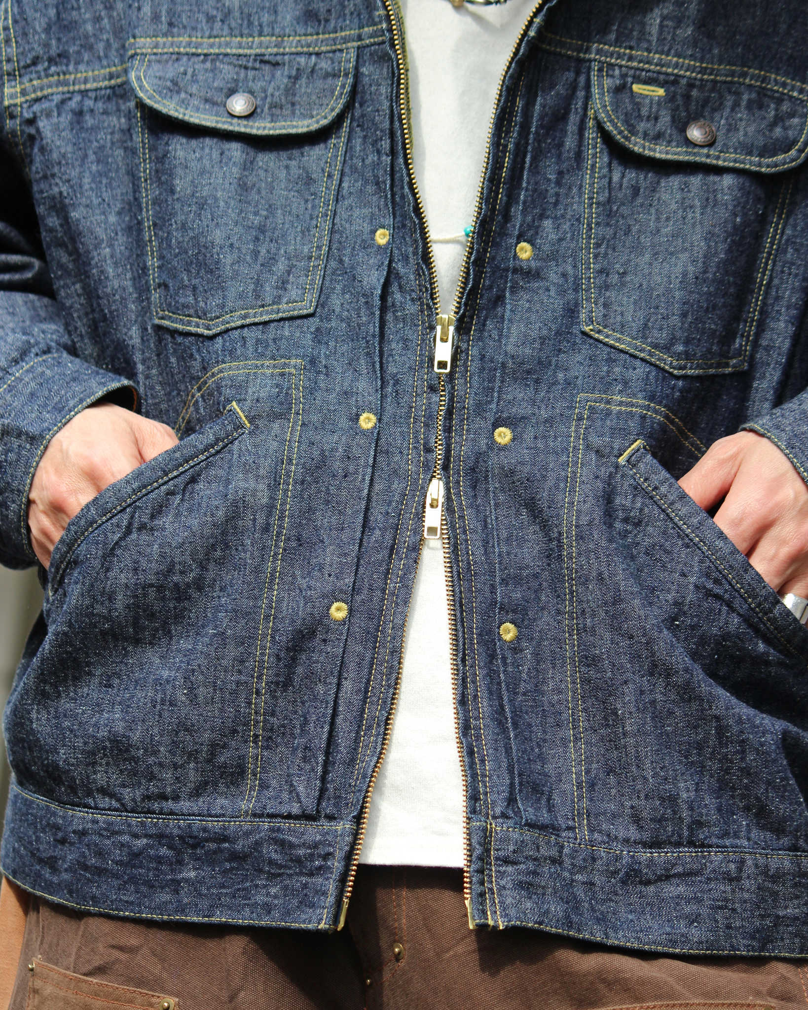 IMPRESTORE インプレストア / Ginny ジニー | 6.5ozZIP JACKET 6.5オンスジップジャケット (BLUE DENIM ONE WASH ブルーデニムワンウォッシュ)