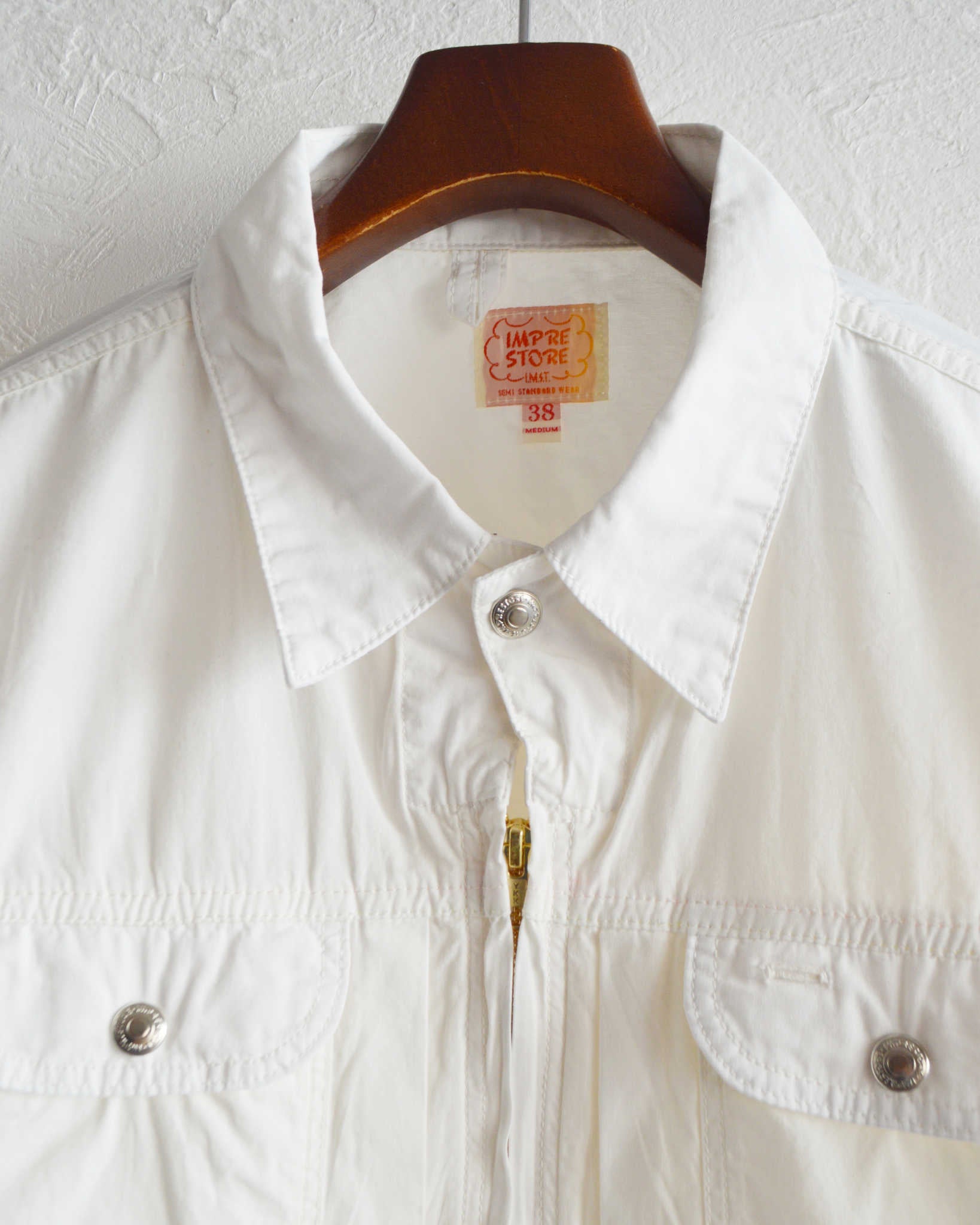 IMPRESTORE インプレストア / Ginny ジニー | ZIP JACKET ジップジャケット (WHITE POPLIN ホワイト)