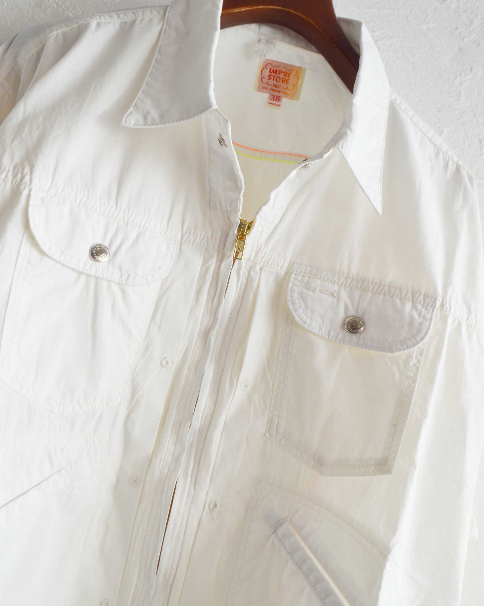 IMPRESTORE インプレストア / Ginny ジニー | ZIP JACKET ジップジャケット (WHITE POPLIN ホワイト)