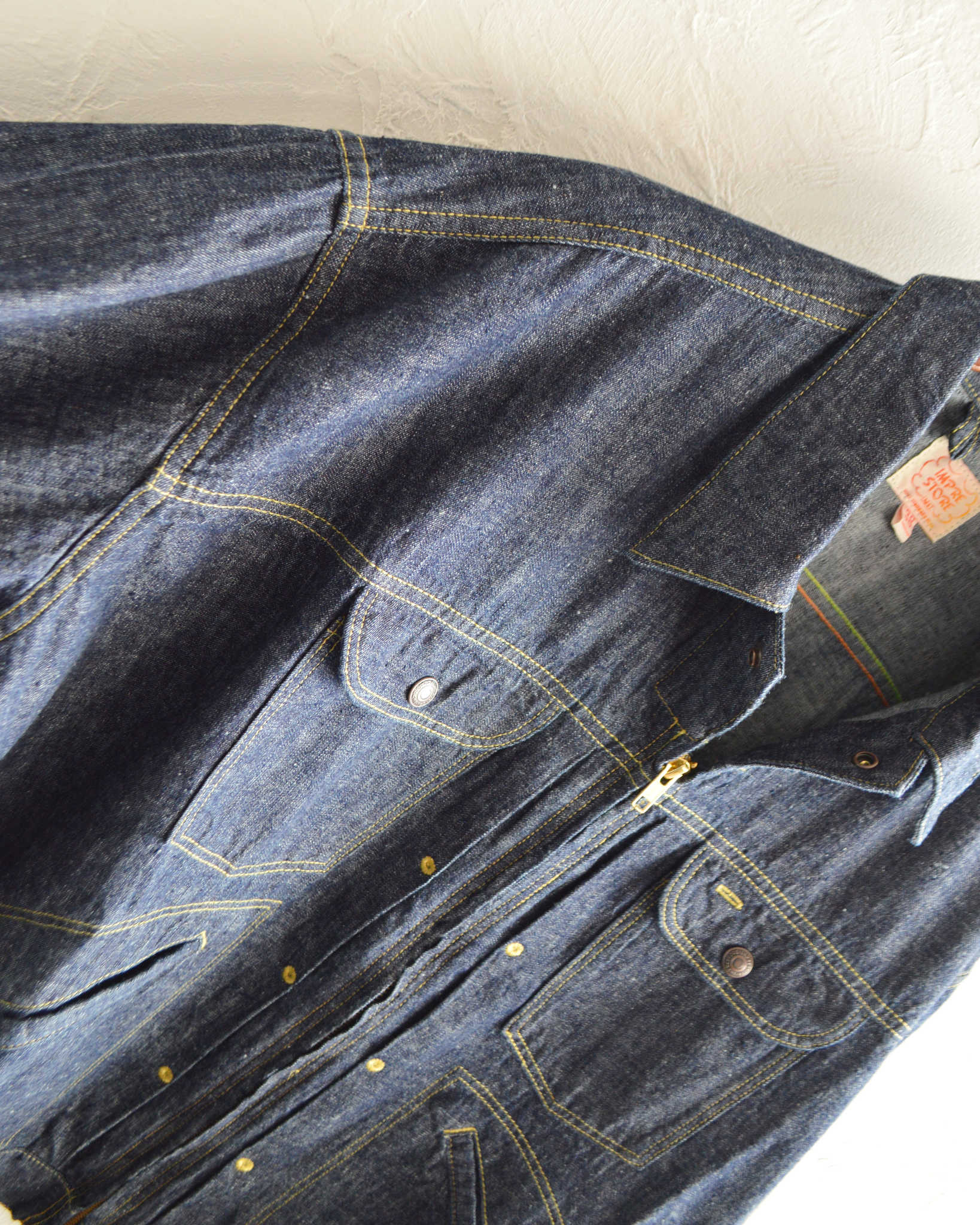 IMPRESTORE インプレストア / Ginny ジニー | 6.5ozZIP JACKET 6.5オンスジップジャケット (BLUE DENIM ONE WASH ブルーデニムワンウォッシュ)