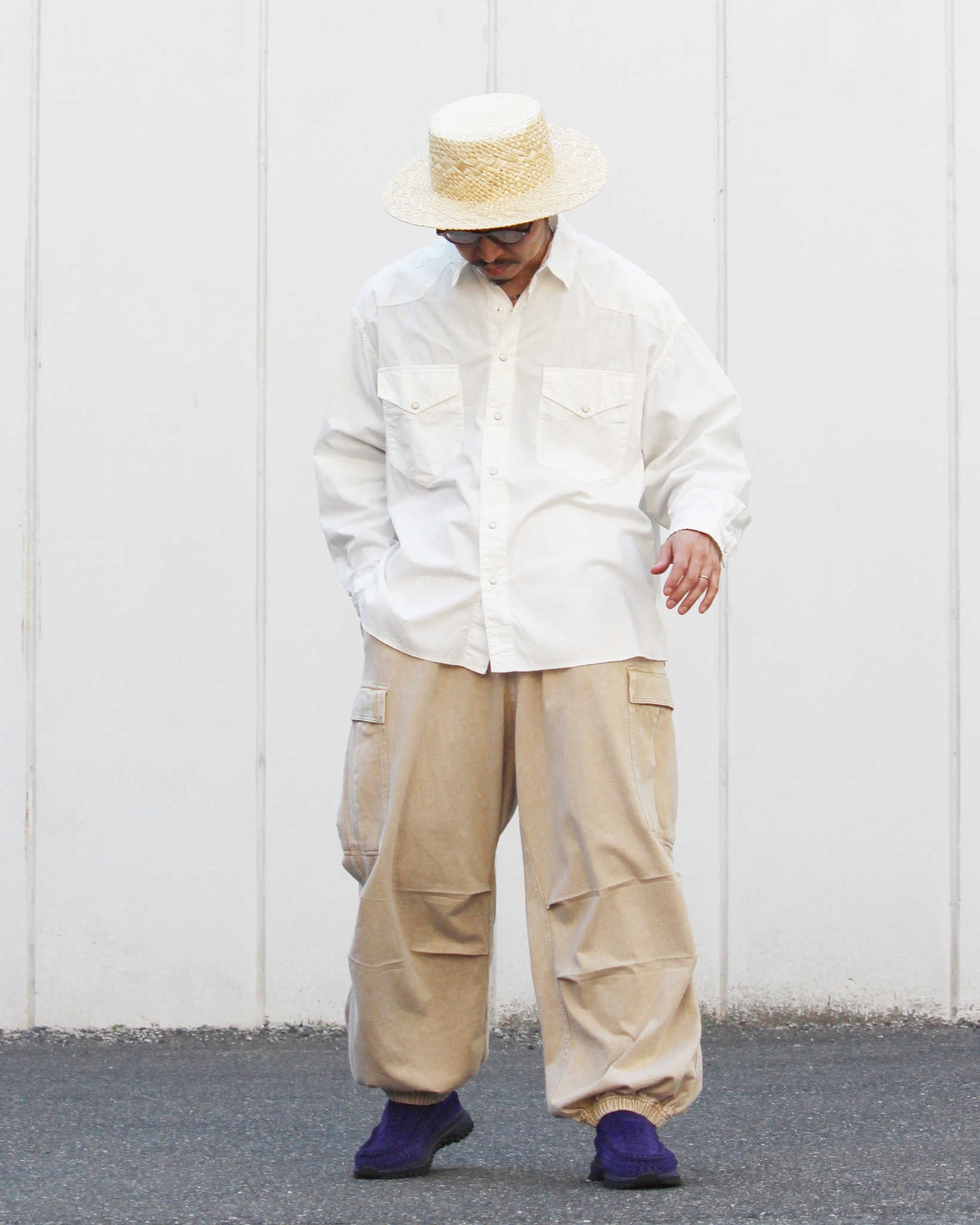 IMPRESTORE インプレストア / RANDY t-cloth V.D ランディー | Easy Trousers イージートラウザーズ (FADED IVORY フェイデットアイボリー)