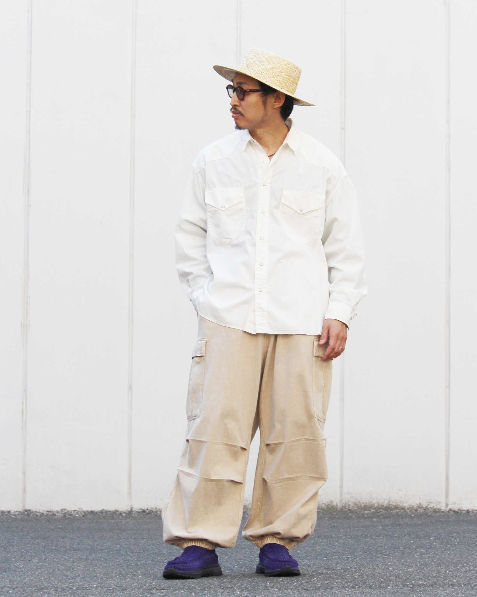 IMPRESTORE インプレストア / RANDY t-cloth V.D ランディー | Easy Trousers イージートラウザーズ (FADED IVORY フェイデットアイボリー)