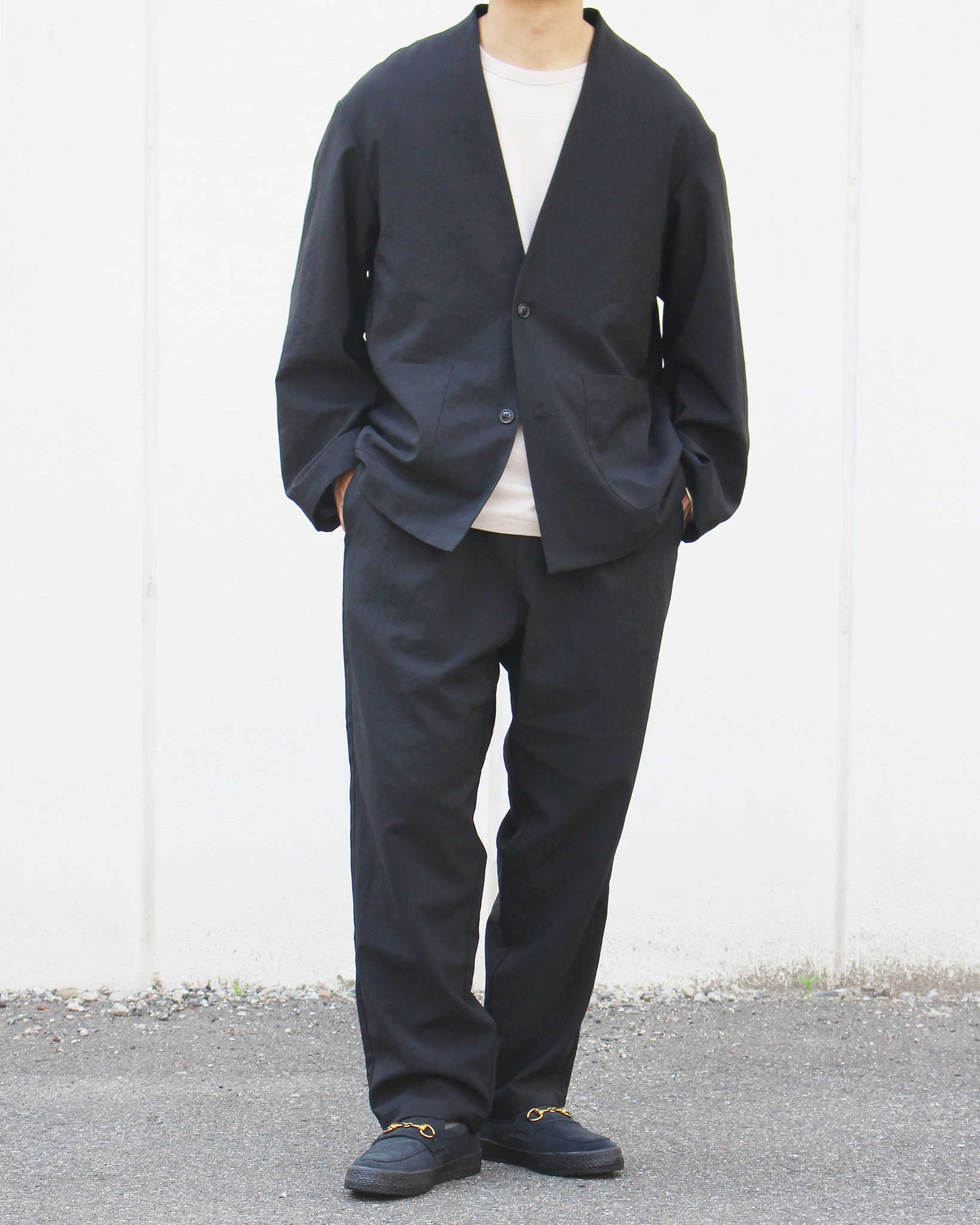 LAMOND ラモンド / NEW SEMI WIDE SHARI PANTS ニュウセミワイドシャリパンツ (BLACK ブラック)