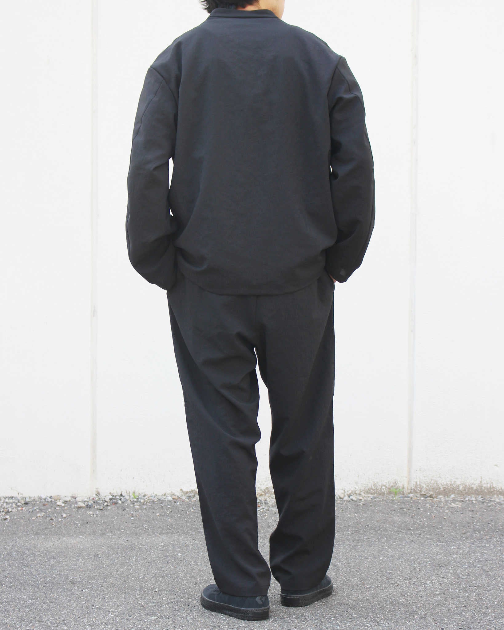 LAMOND ラモンド / NEW SEMI WIDE SHARI PANTS ニュウセミワイドシャリパンツ (BLACK ブラック)