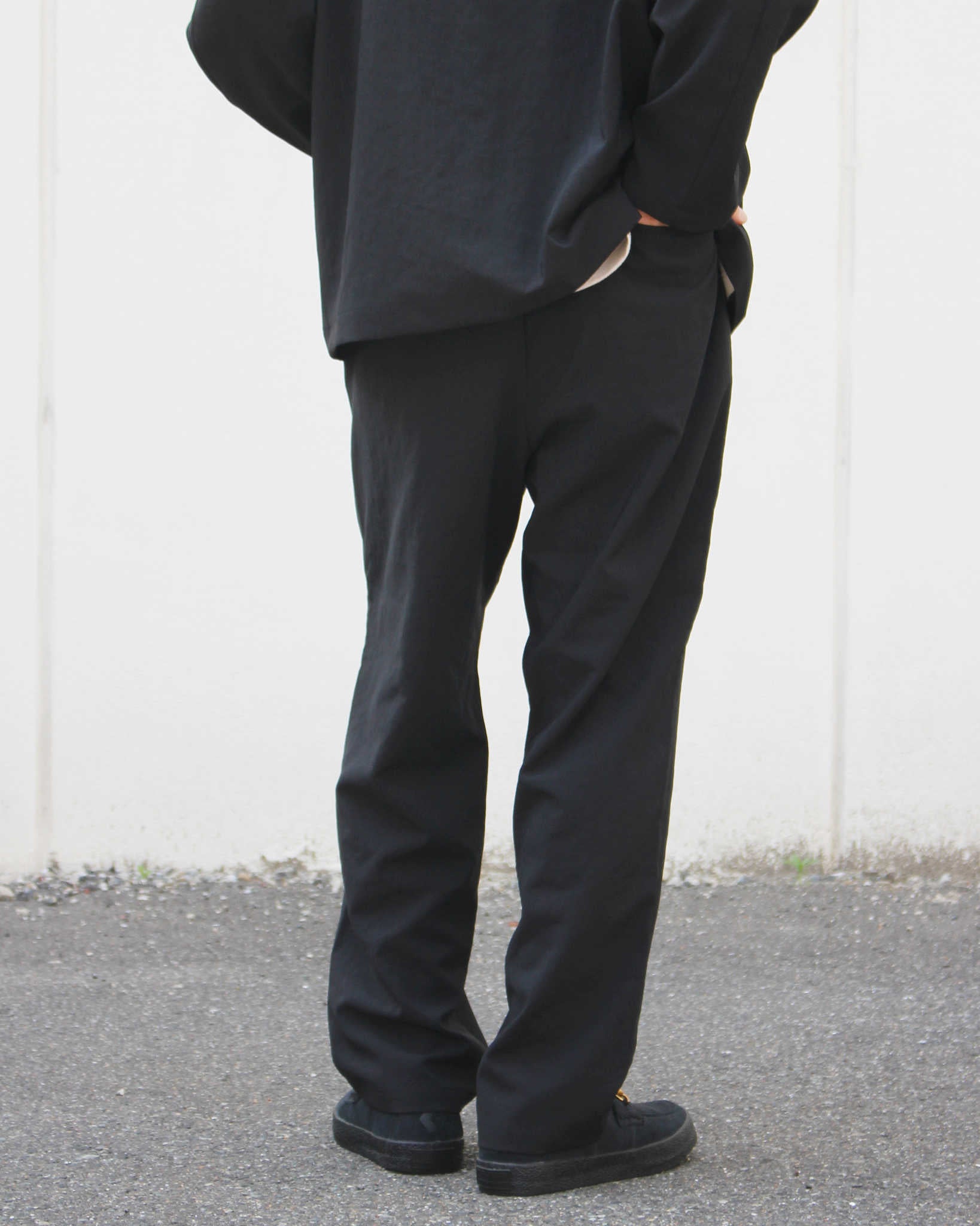 LAMOND ラモンド / NEW SEMI WIDE SHARI PANTS ニュウセミワイドシャリパンツ (BLACK ブラック)
