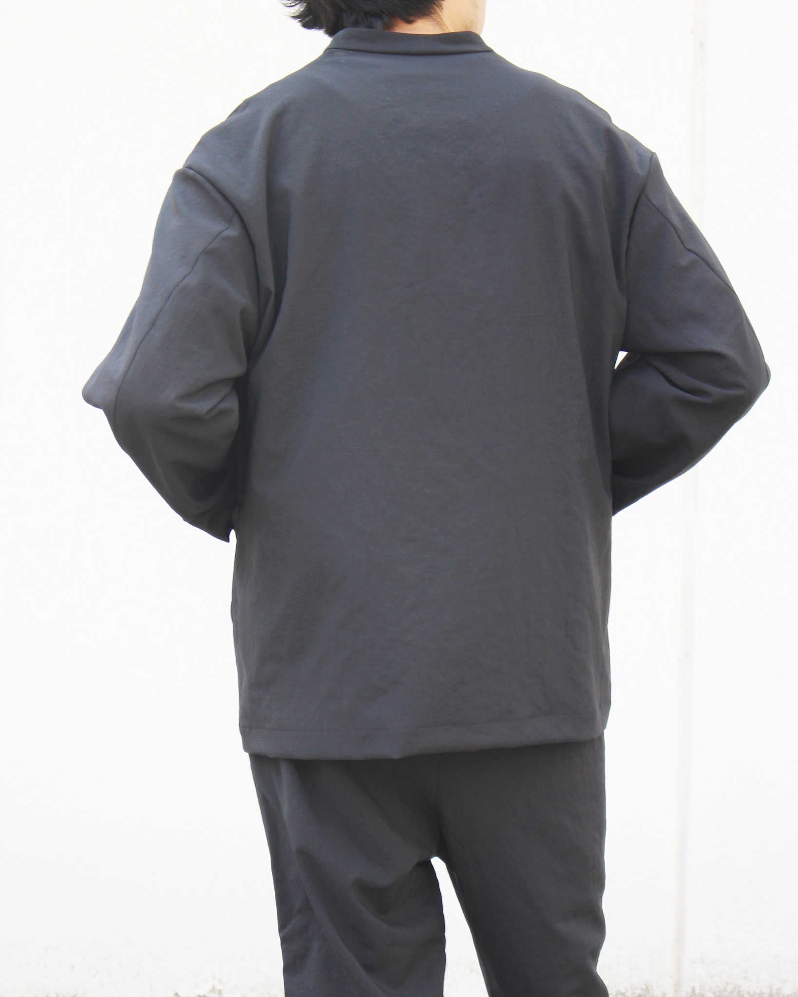 LAMOND ラモンド / NO-COLLAR SHARI JACKET ノーカラーシャリジャケット (BLACK ブラック)