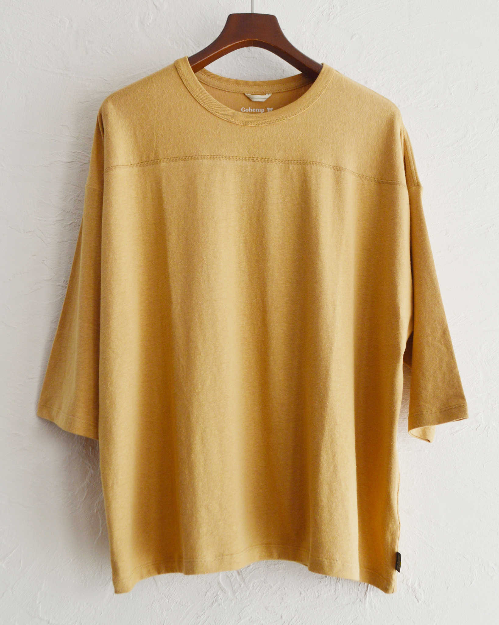 GOHEMP ゴーヘンプ / WIDE FOOTBALL TEE ワイドフットボールTEE (HONEY YELLOW ハニーイエロー)