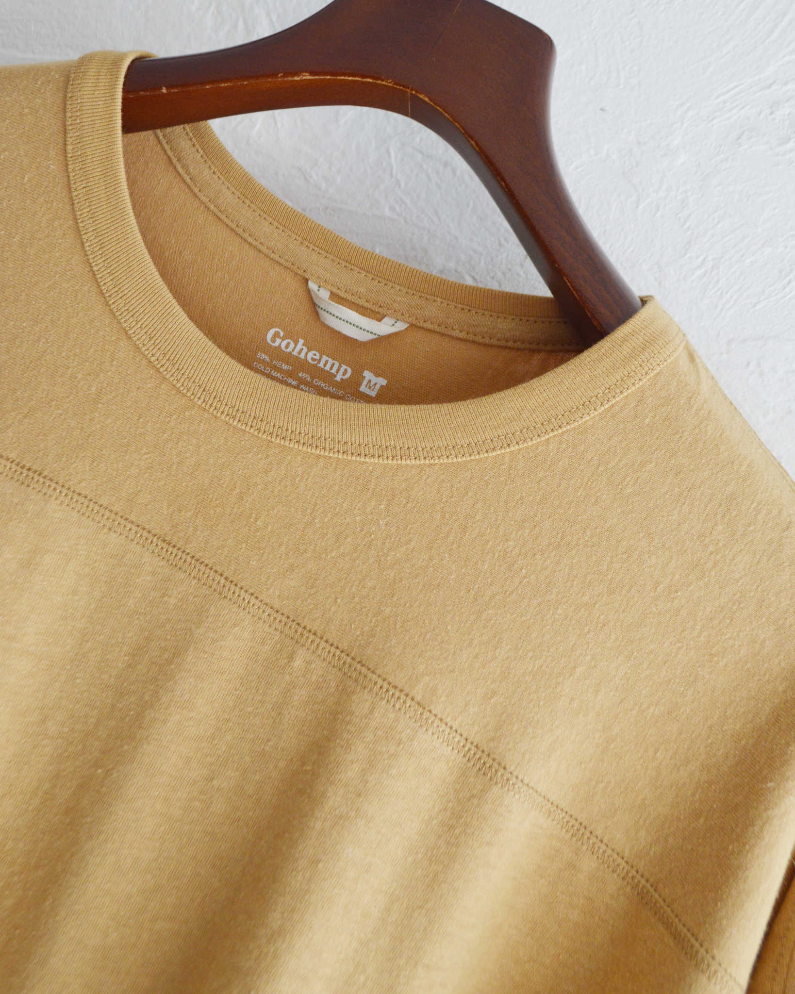 GOHEMP ゴーヘンプ / WIDE FOOTBALL TEE ワイドフットボールTEE (HONEY YELLOW ハニーイエロー)