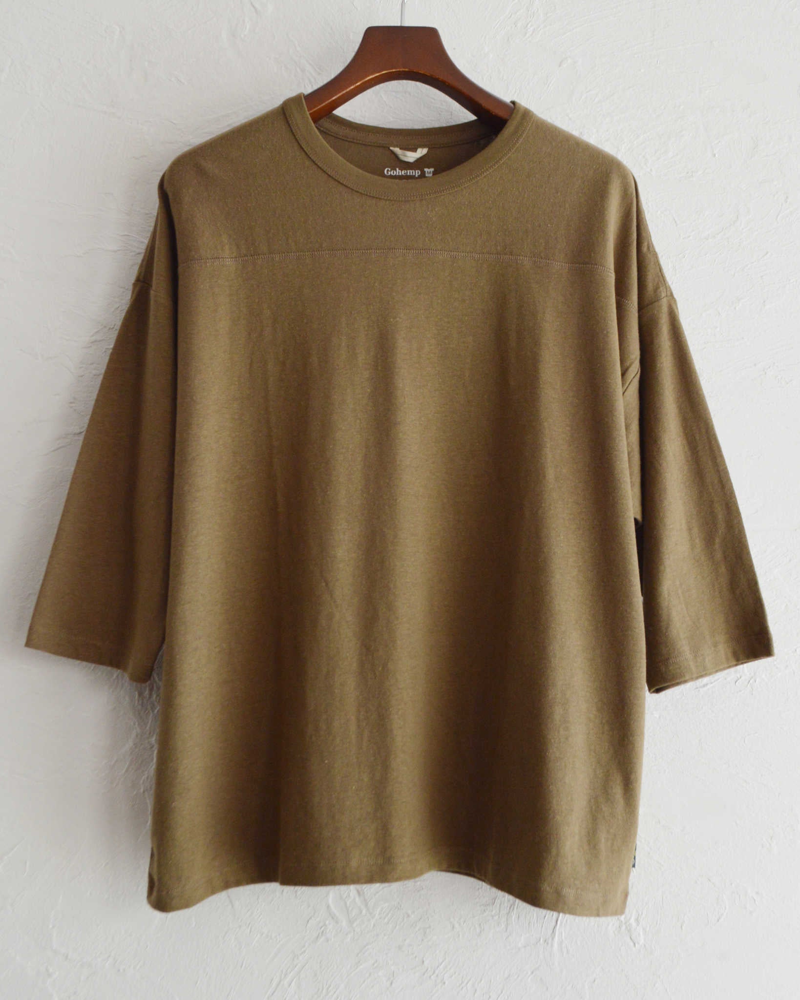 GOHEMP ゴーヘンプ / WIDE FOOTBALL TEE ワイドフットボールTEE (SADDLE BROWN サドルブラウン)
