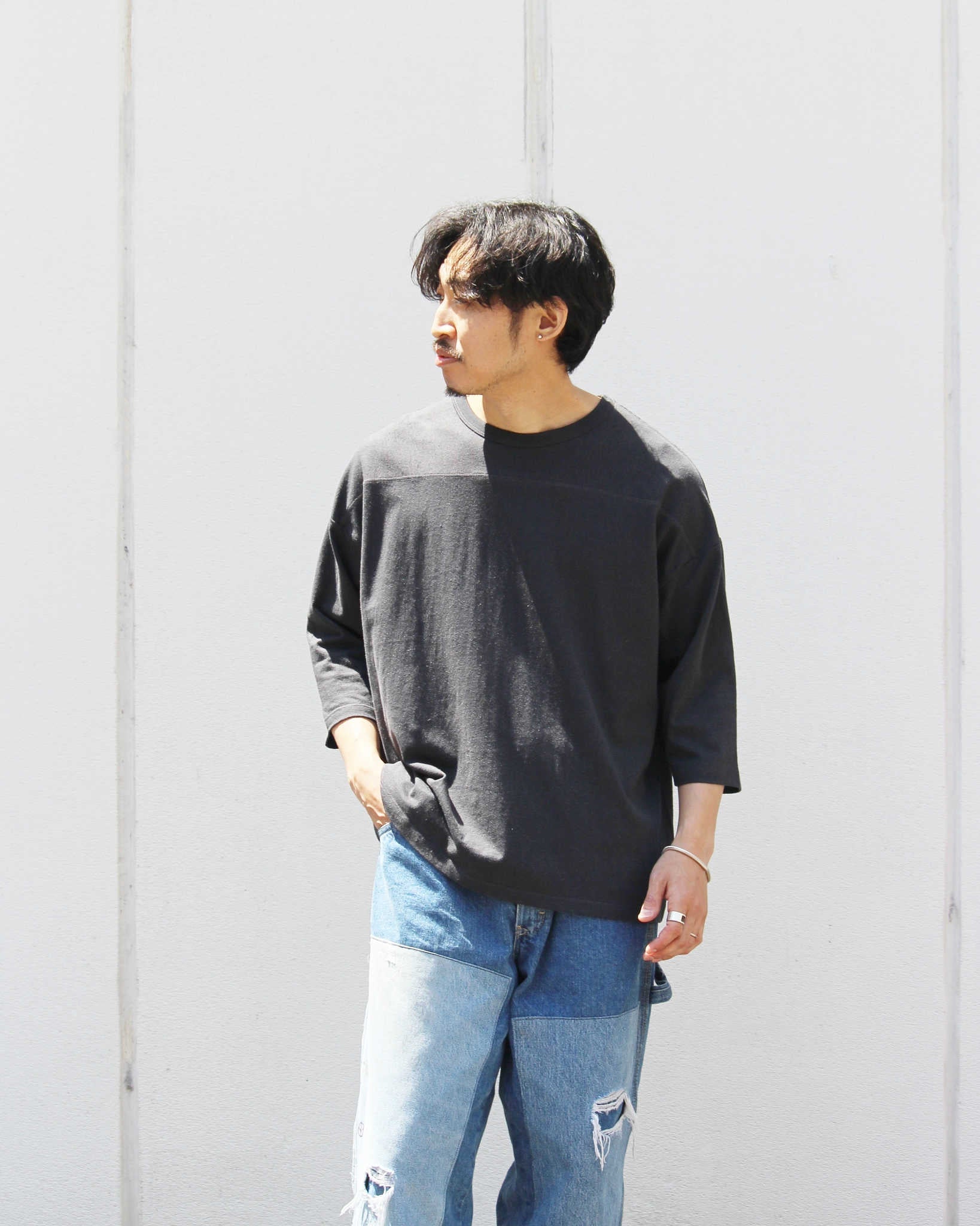 GOHEMP ゴーヘンプ / WIDE FOOTBALL TEE ワイドフットボールTEE (GUNMETAL GRAY ガンメタルグレー)