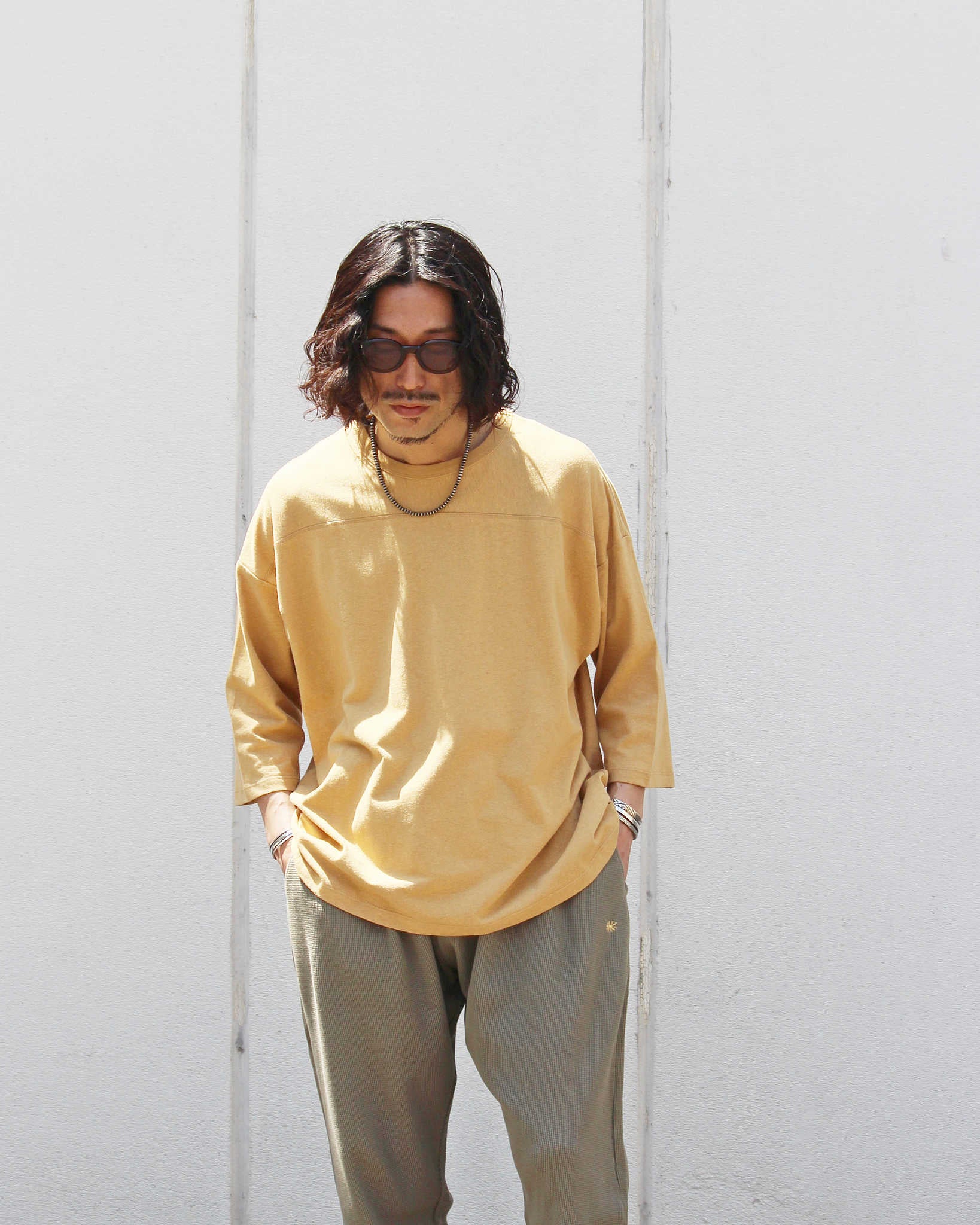 GOHEMP ゴーヘンプ / WIDE FOOTBALL TEE ワイドフットボールTEE (HONEY YELLOW ハニーイエロー)