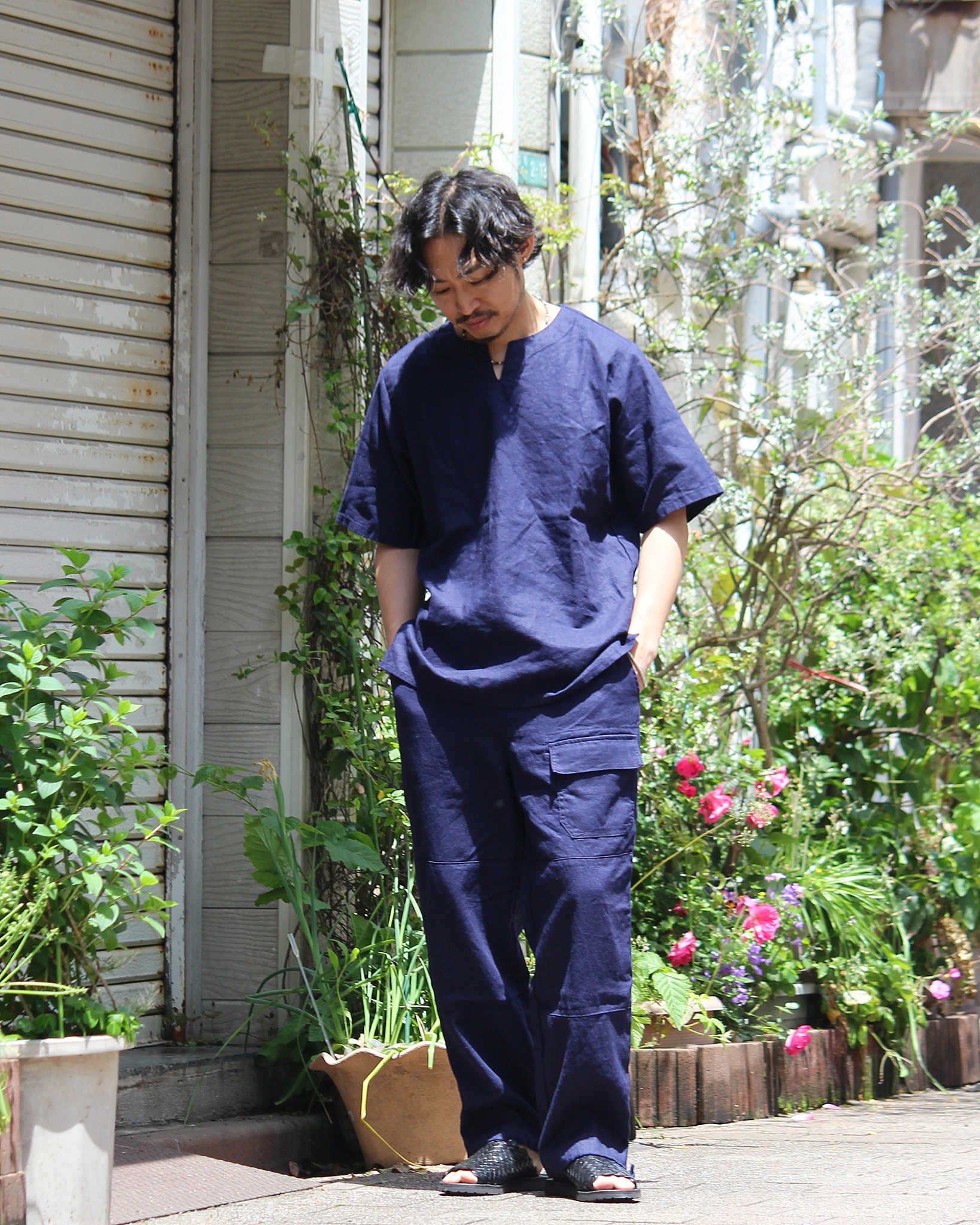 Nasngwam. ナスングワム / LIBERTY SHIRTS リバティーシャツ (NAVY ネイビー)