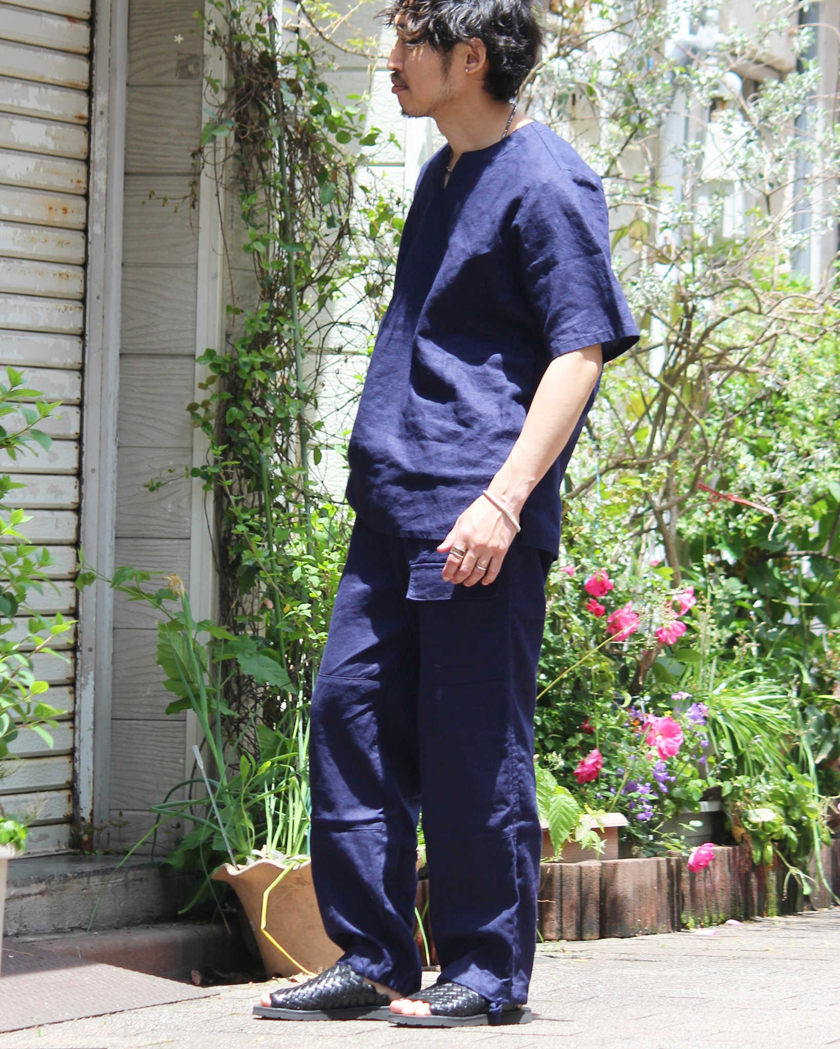 Nasngwam. ナスングワム / LIBERTY SHIRTS リバティーシャツ (NAVY ネイビー)