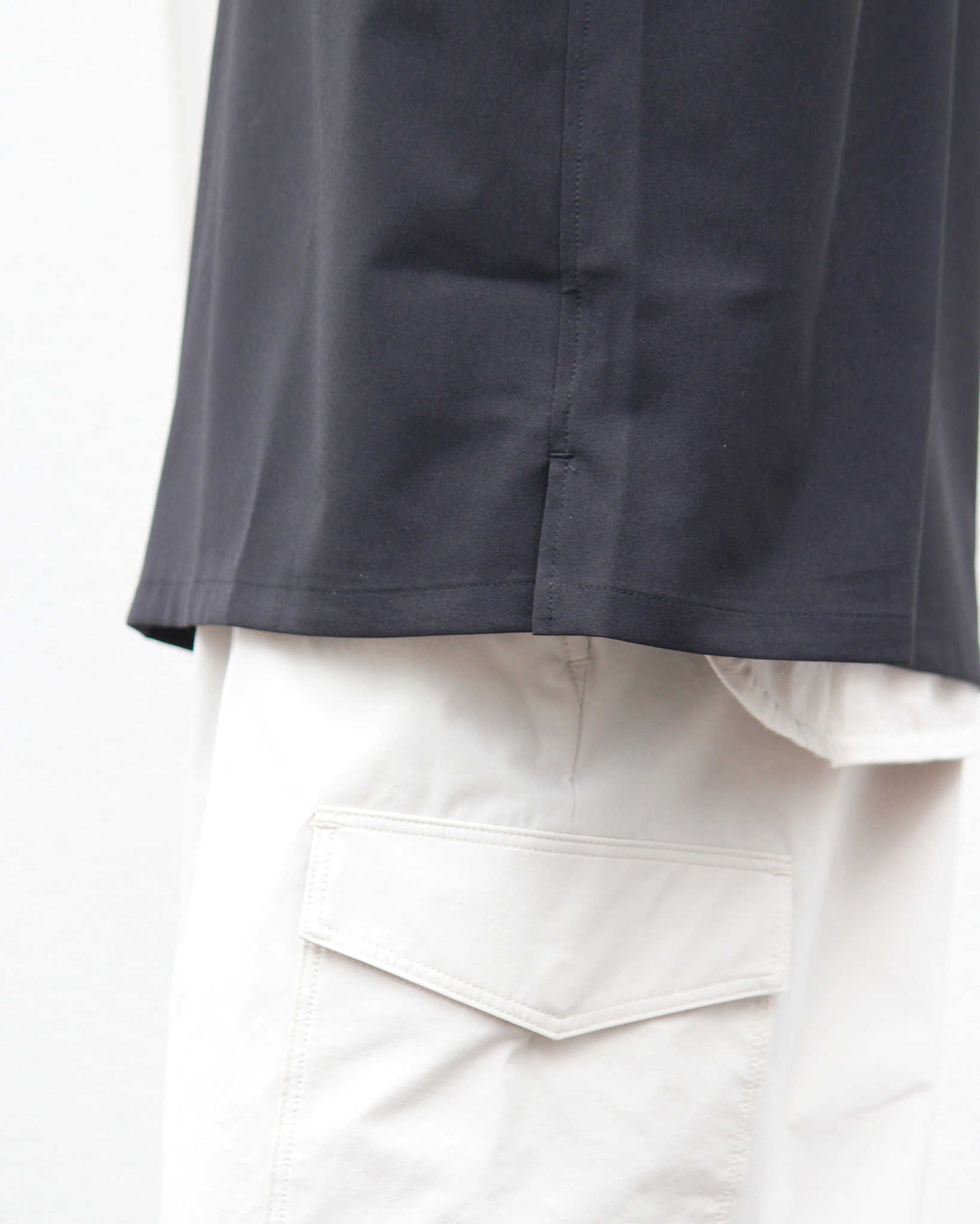 LAMOND ラモンド / SKIPPER SHARI SHIRTS スキッパーシャリシャツ (BLACK ブラック)