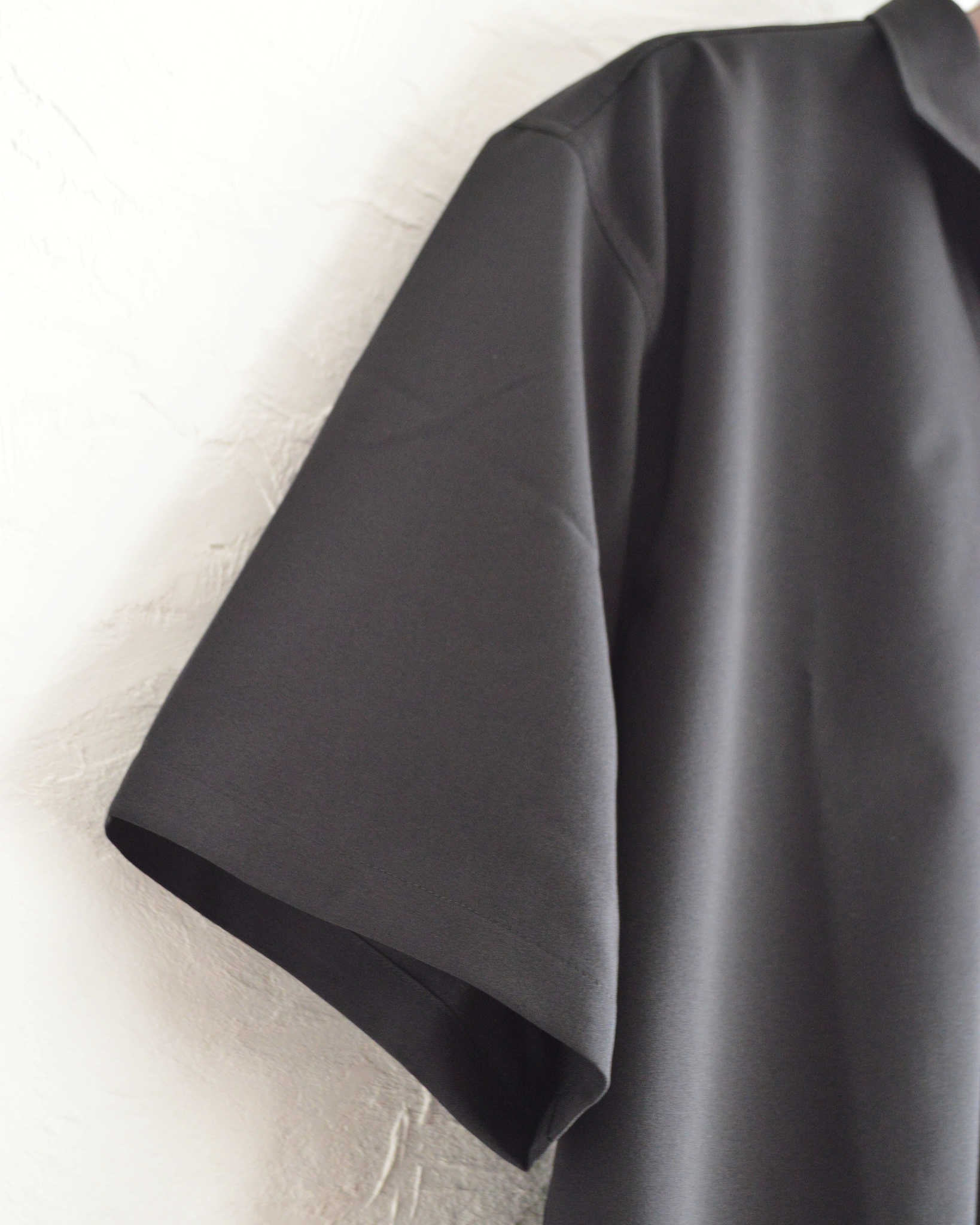 LAMOND ラモンド / SKIPPER SHARI SHIRTS スキッパーシャリシャツ (BLACK ブラック)