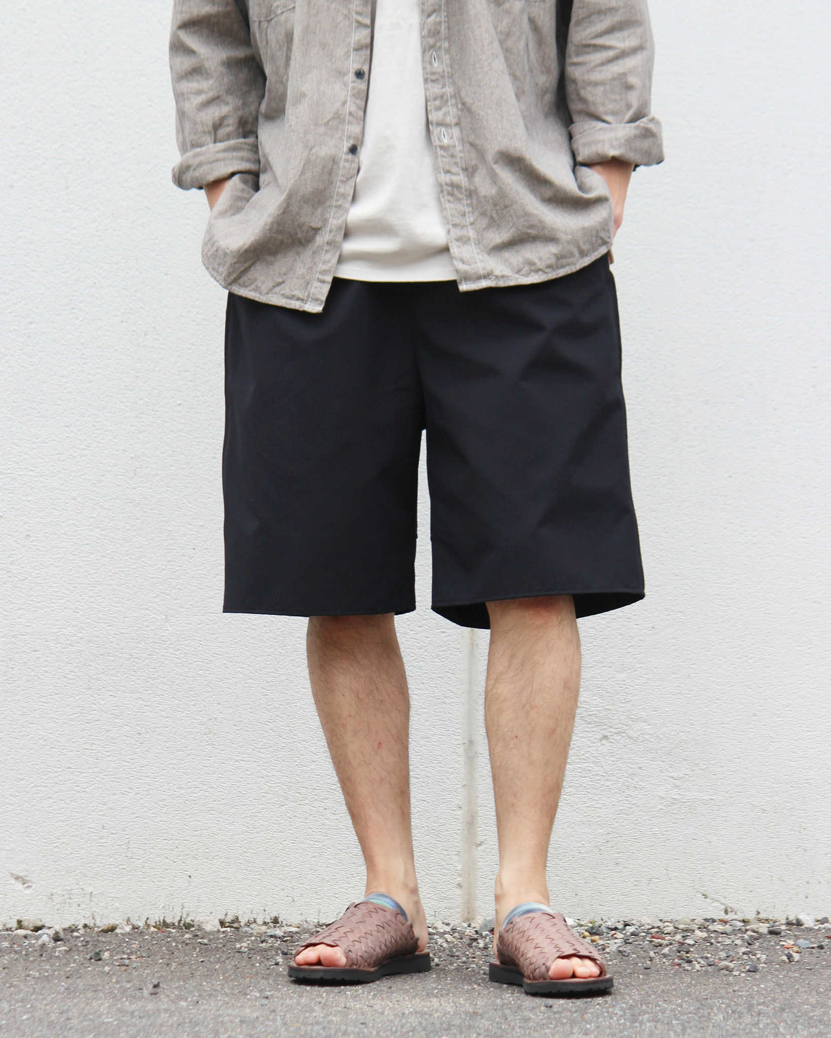 LAMOND ラモンド / WIDE TC WETHER SHORTS ワイドティーシーウェザーショーツ (BLACK ブラック)