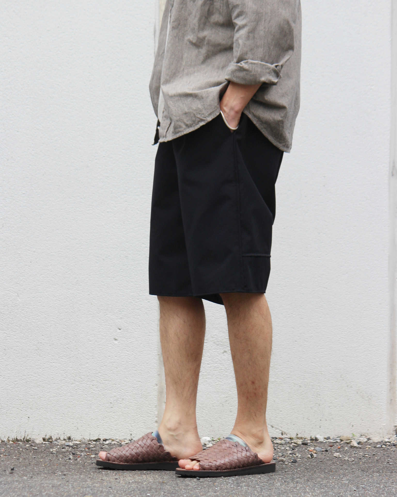 LAMOND ラモンド / WIDE TC WETHER SHORTS ワイドティーシーウェザーショーツ (BLACK ブラック)