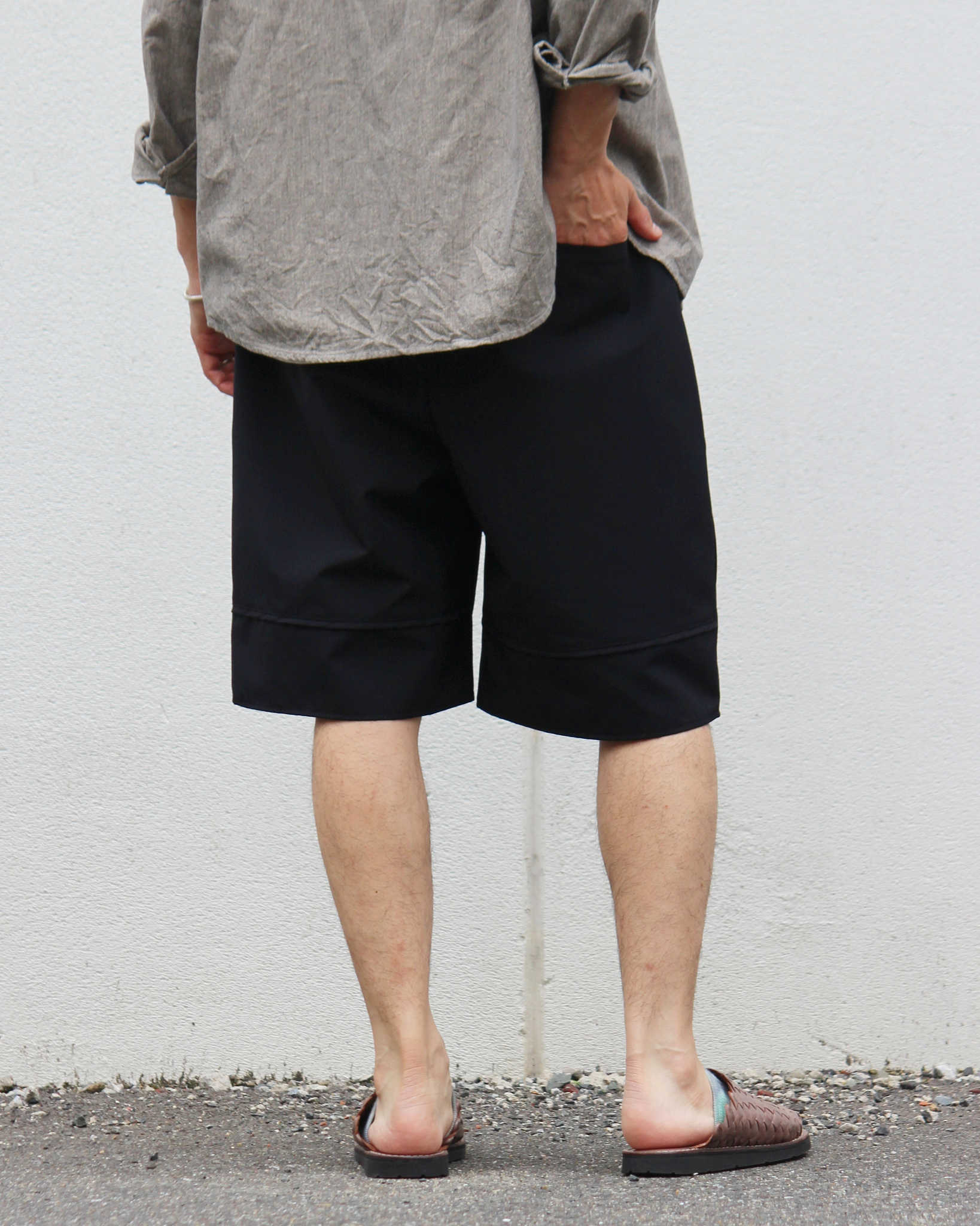 LAMOND ラモンド / WIDE TC WETHER SHORTS ワイドティーシーウェザーショーツ (BLACK ブラック)