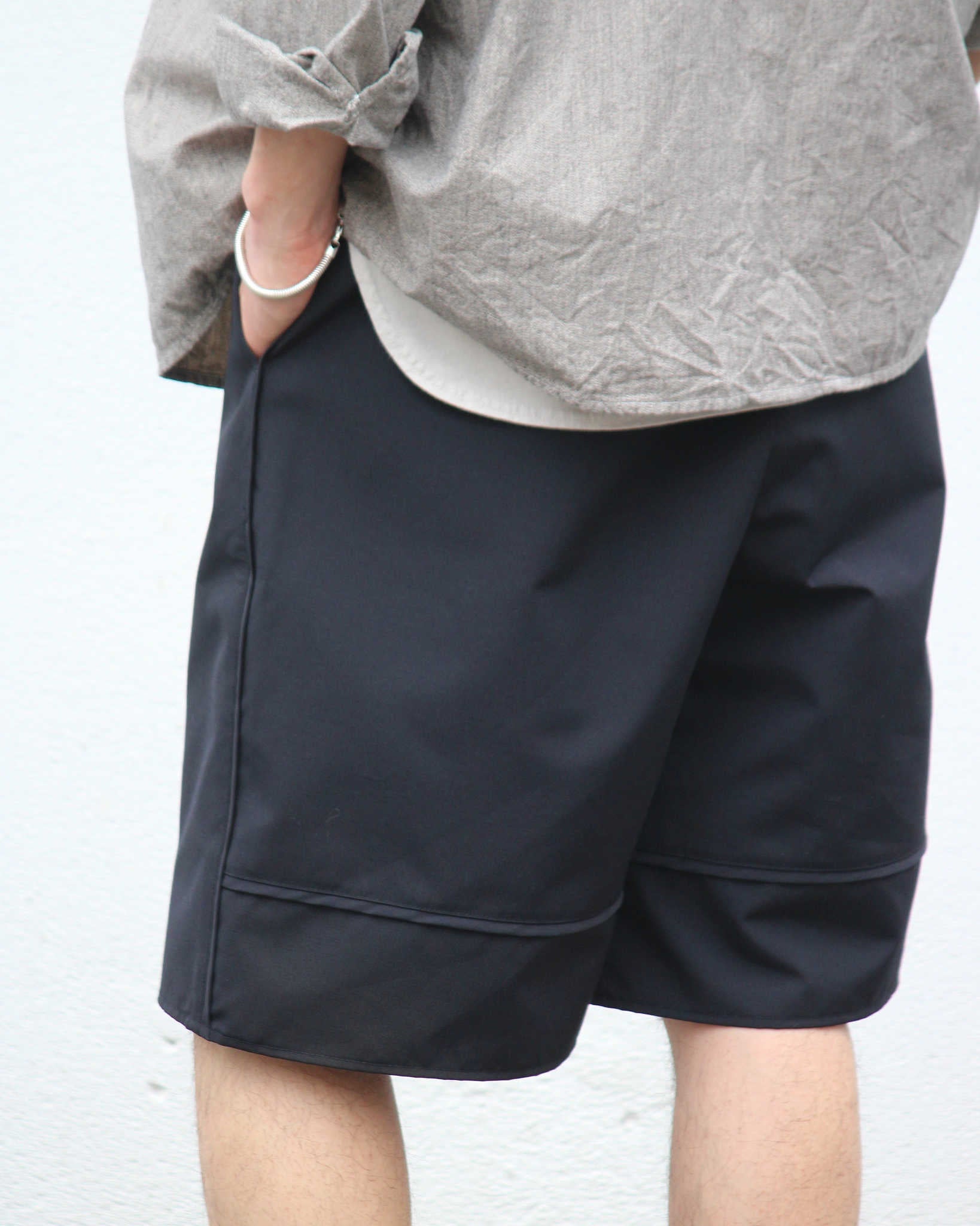 LAMOND ラモンド / WIDE TC WETHER SHORTS ワイドティーシーウェザーショーツ (BLACK ブラック)