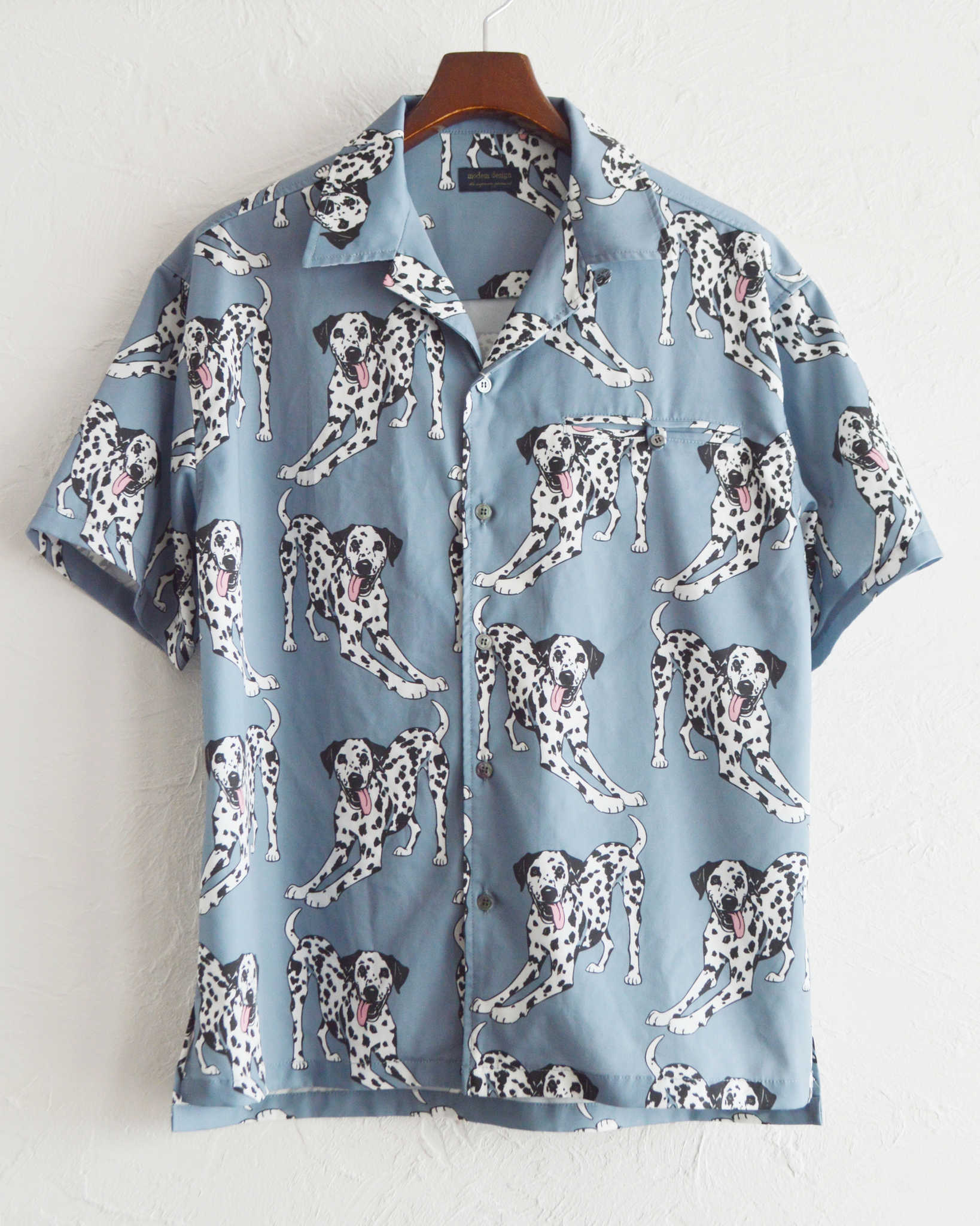 modemdesign モデムデザイン / DALMATIAN PRINT SHIRT ダルメシアンプリントシャツ (INK BLUE インクブルー)