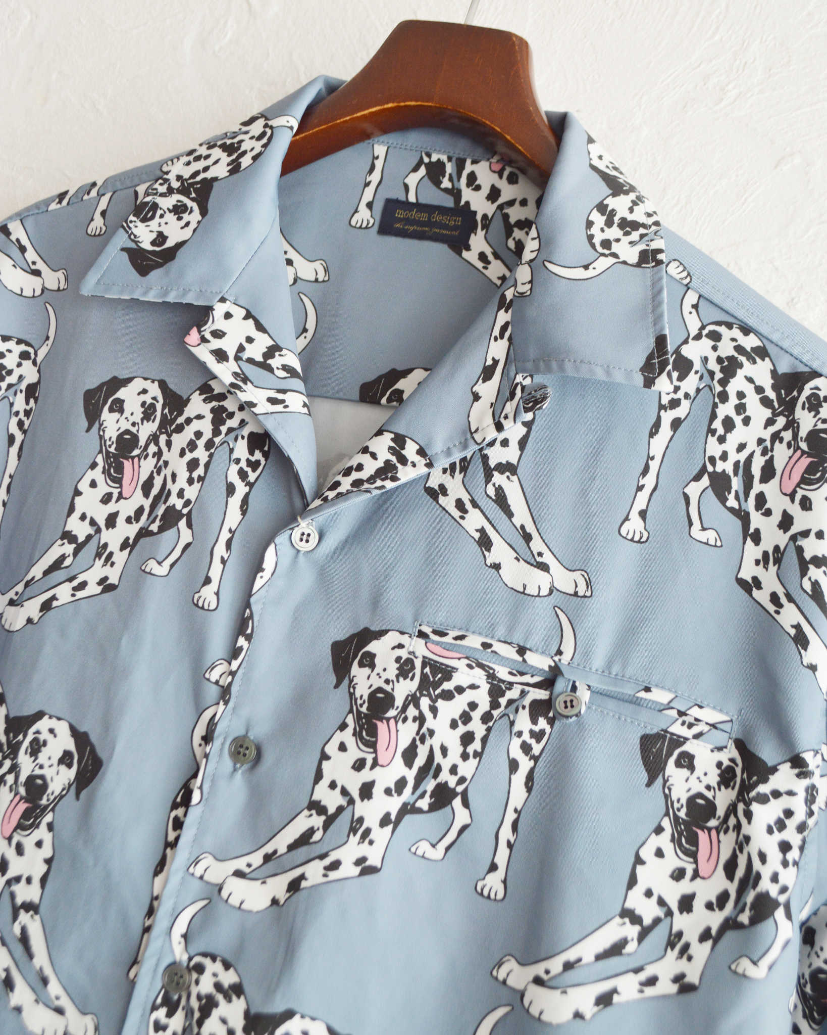 modemdesign モデムデザイン / DALMATIAN PRINT SHIRT ダルメシアンプリントシャツ (INK BLUE インクブルー)