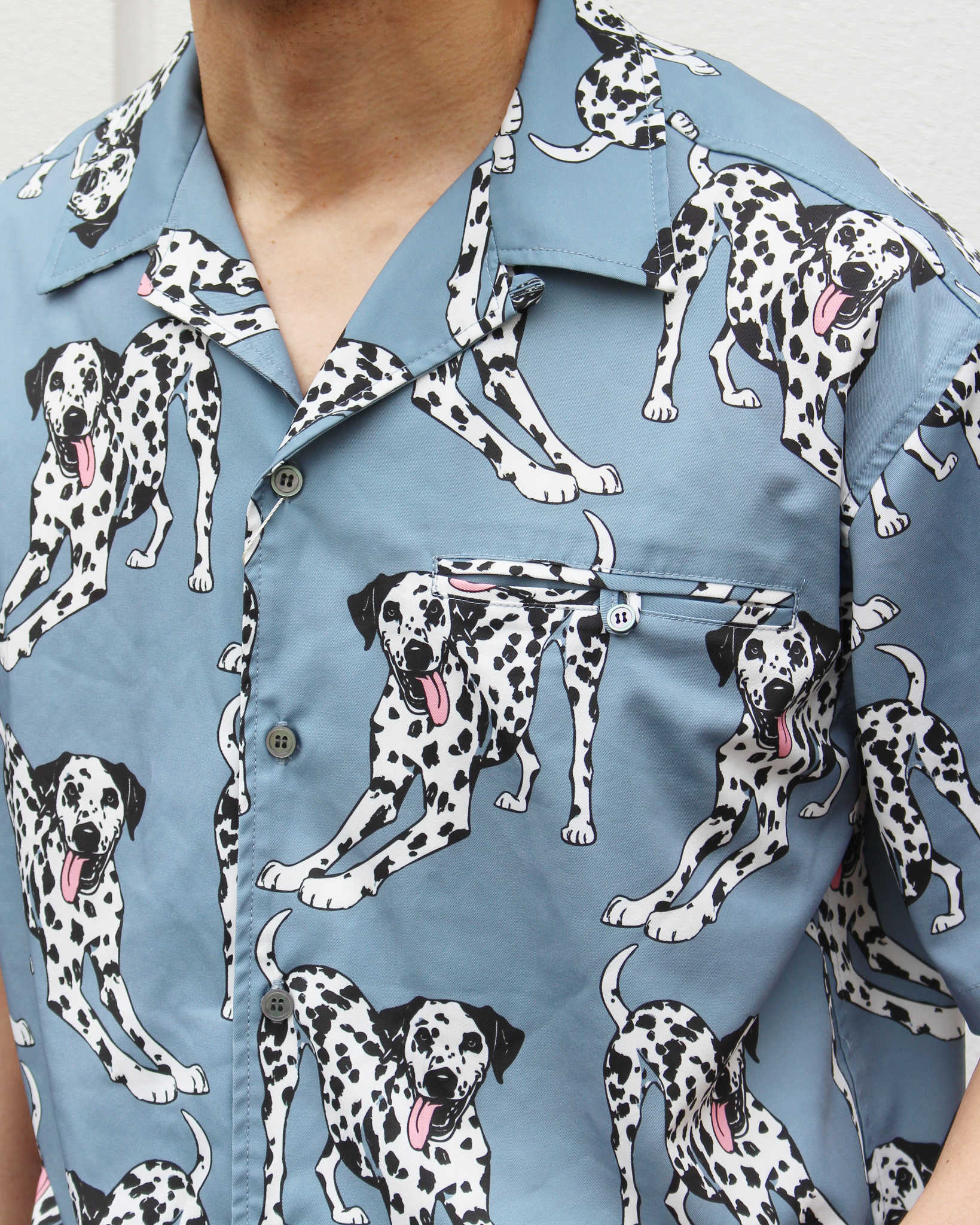 modemdesign モデムデザイン / DALMATIAN PRINT SHIRT ダルメシアンプリントシャツ (INK BLUE インクブルー)
