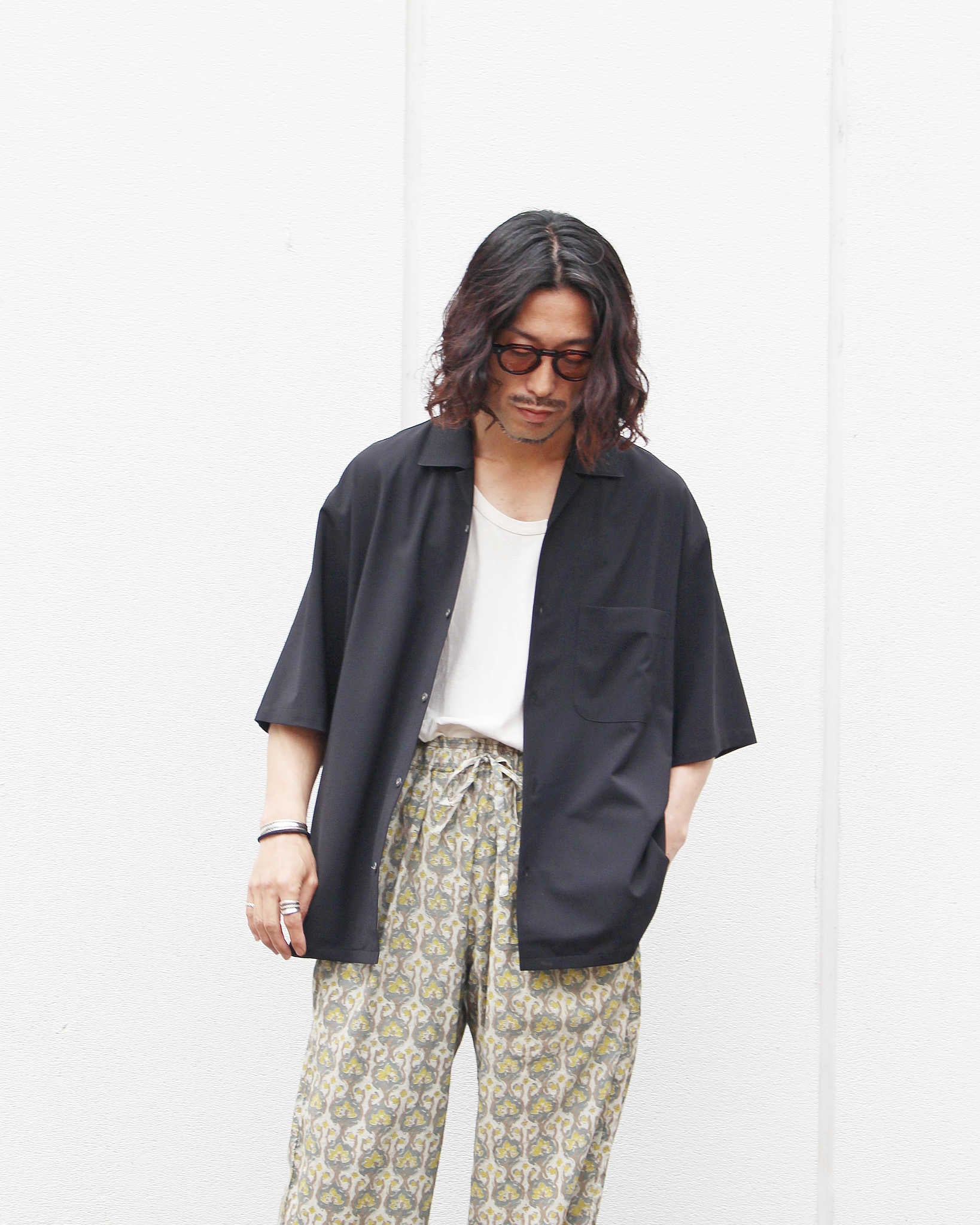 LAMOND ラモンド/ SHARI SHIRTS シャリシャツ (BLACK ブラック)