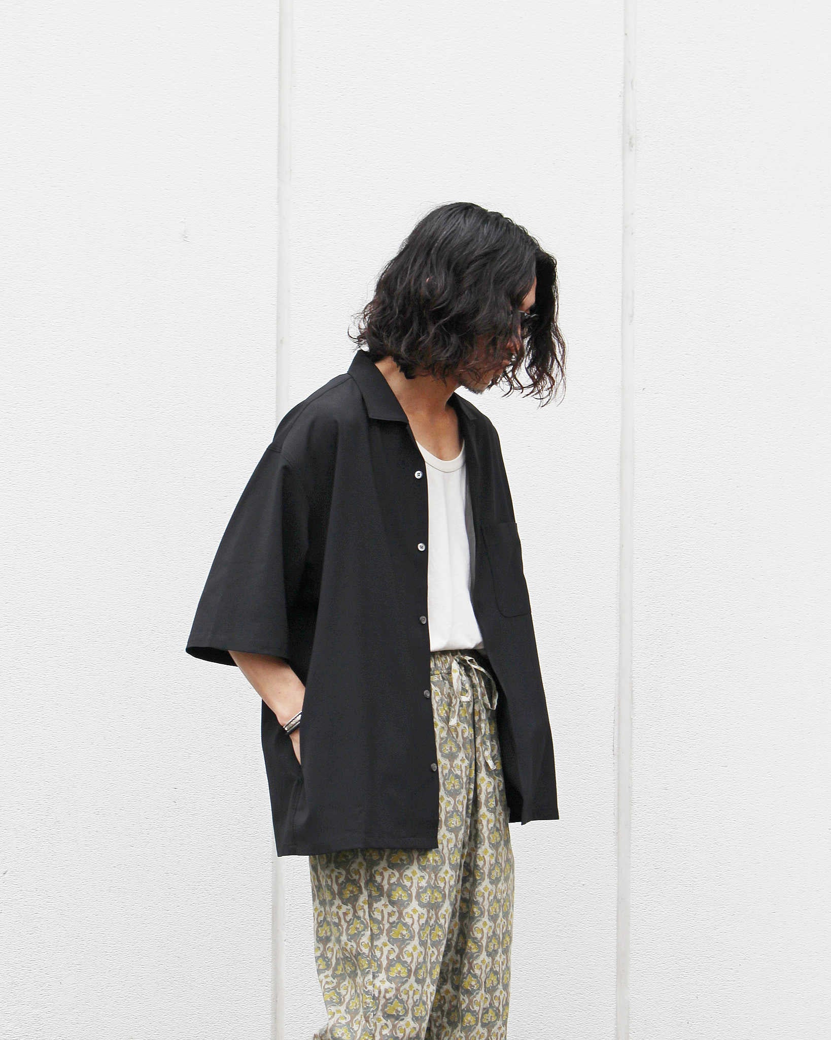 LAMOND ラモンド/ SHARI SHIRTS シャリシャツ (BLACK ブラック)