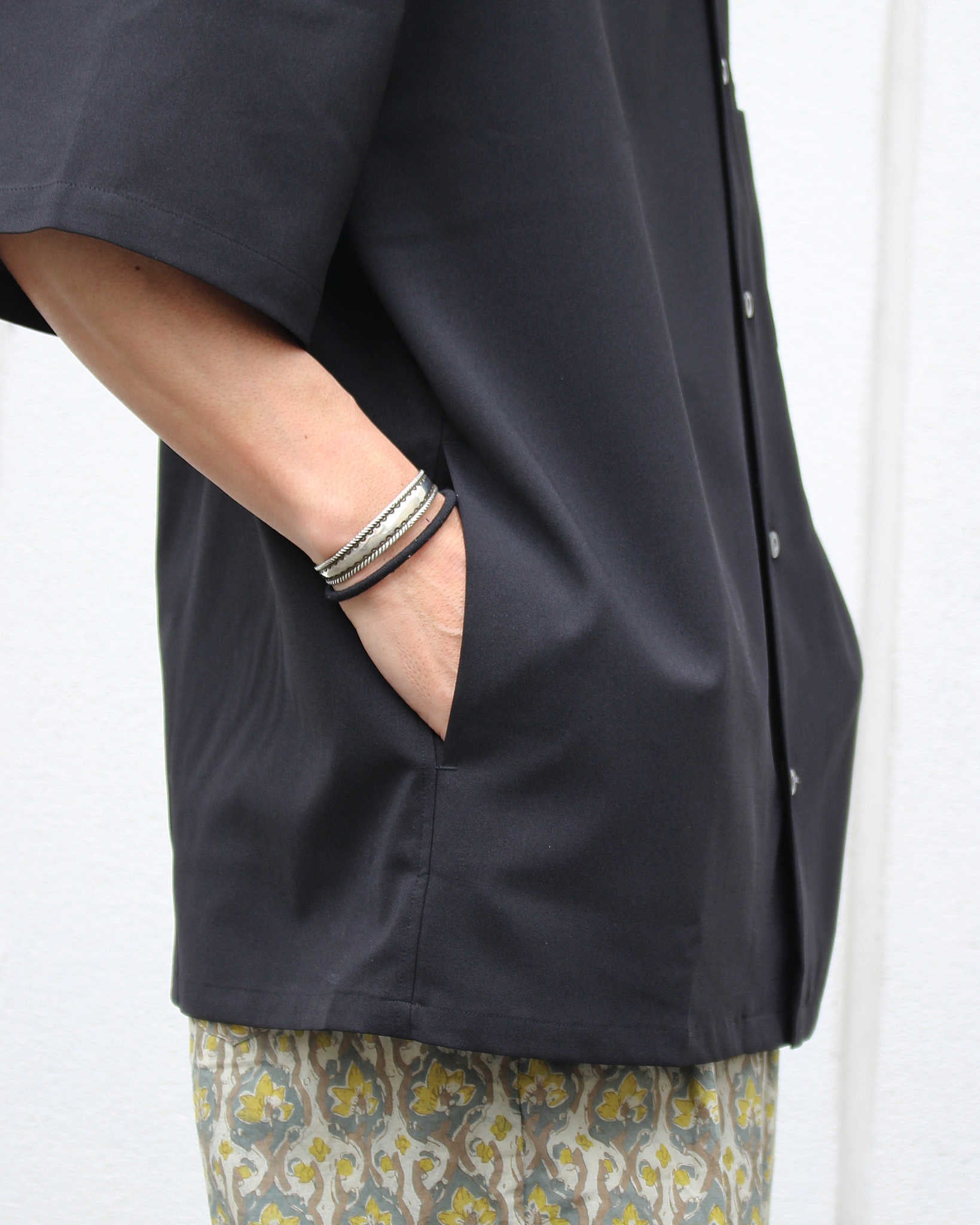 LAMOND ラモンド/ SHARI SHIRTS シャリシャツ (BLACK ブラック)