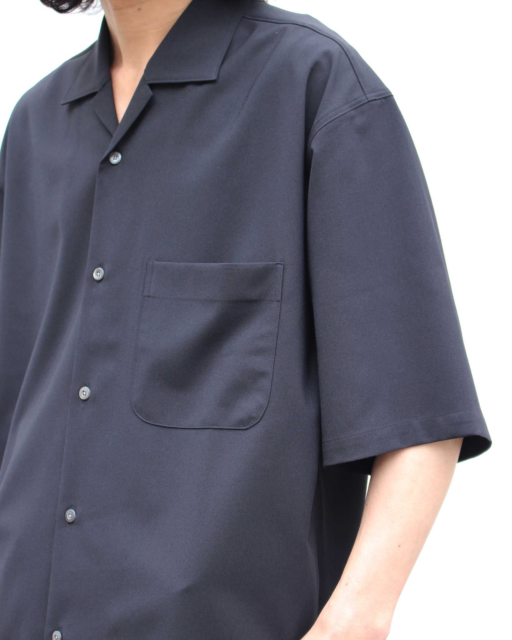 LAMOND ラモンド/ SHARI SHIRTS シャリシャツ (BLACK ブラック)