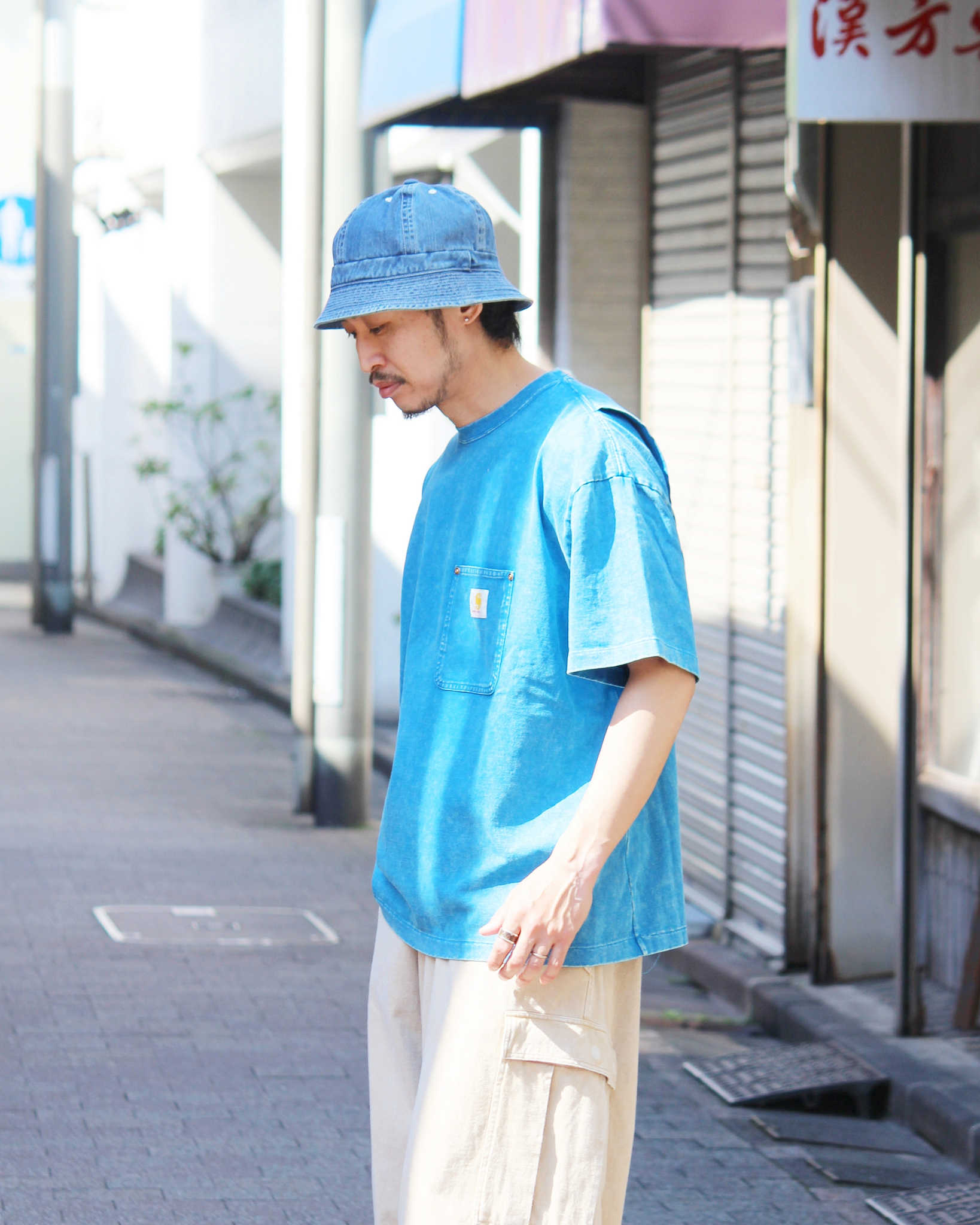IMPRESTORE インプレストア / Frank T-cloth V.D フランク | Pocket tee ポケットティー (FADED TURQUOIS フェーデットターコイズ)