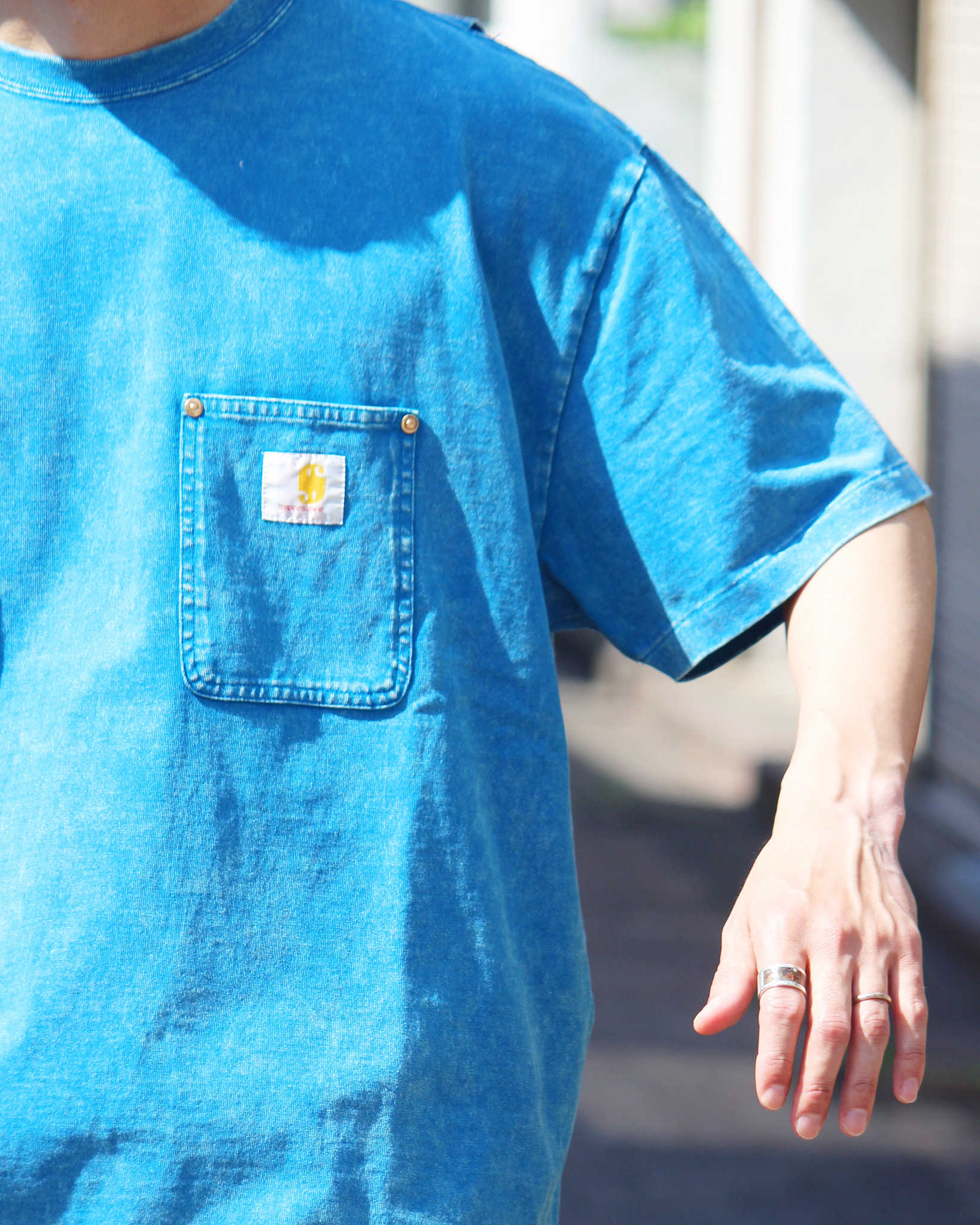 IMPRESTORE インプレストア / Frank T-cloth V.D フランク | Pocket tee ポケットティー (FADED TURQUOIS フェーデットターコイズ)