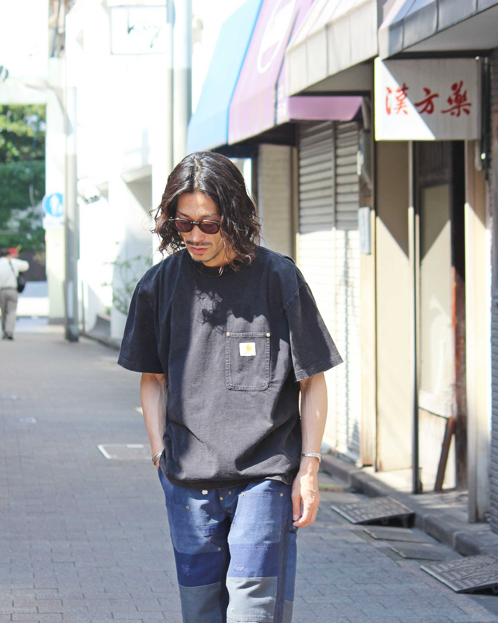 IMPRESTORE インプレストア / Frank T-cloth V.D フランク | Pocket tee ポケットティー (FADED BLACK フェーデットブラック)
