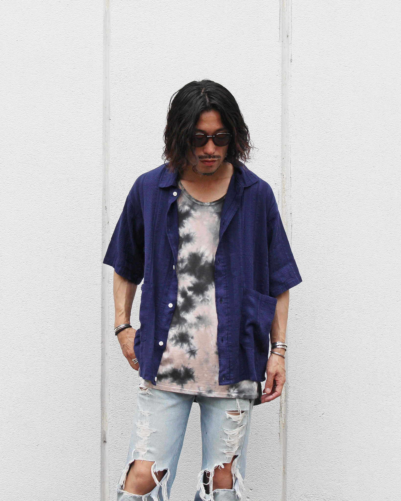 Nasngwam. ナスングワム / CLOUD S/S JACKET クラウドショートスリーブジャケット (NAVY ネイビー)