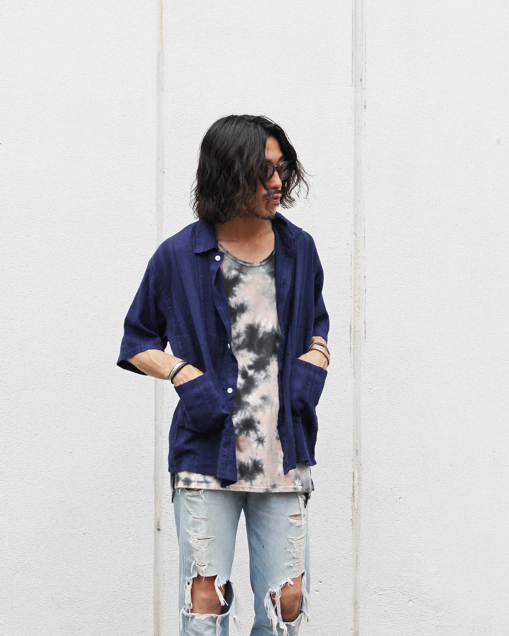 Nasngwam. ナスングワム / CLOUD S/S JACKET クラウドショートスリーブジャケット (NAVY ネイビー)