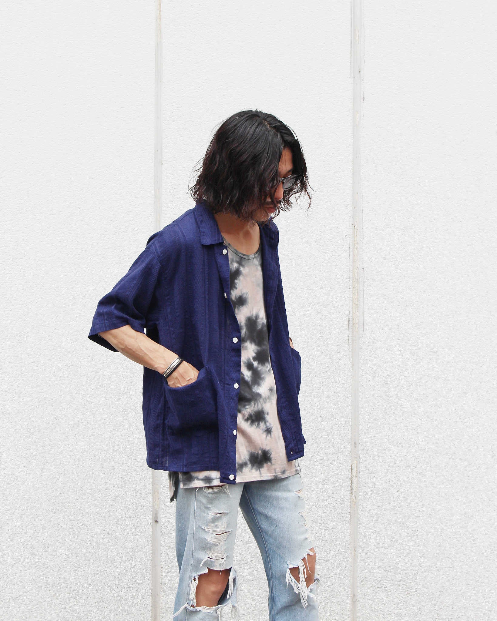 Nasngwam. ナスングワム / CLOUD S/S JACKET クラウドショートスリーブジャケット (NAVY ネイビー)