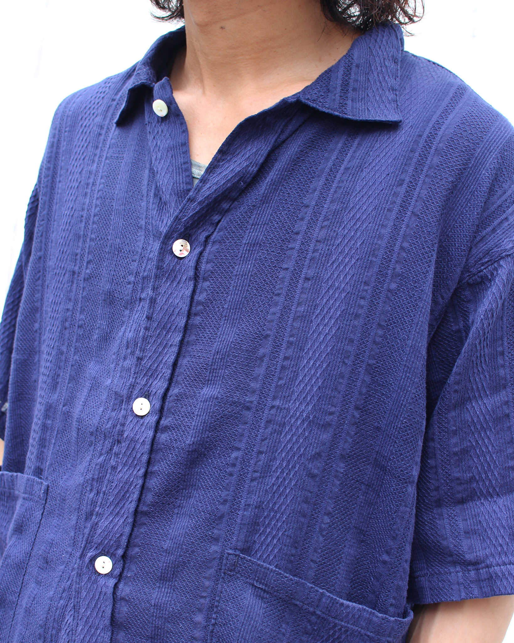 Nasngwam. ナスングワム / CLOUD S/S JACKET クラウドショートスリーブジャケット (NAVY ネイビー)