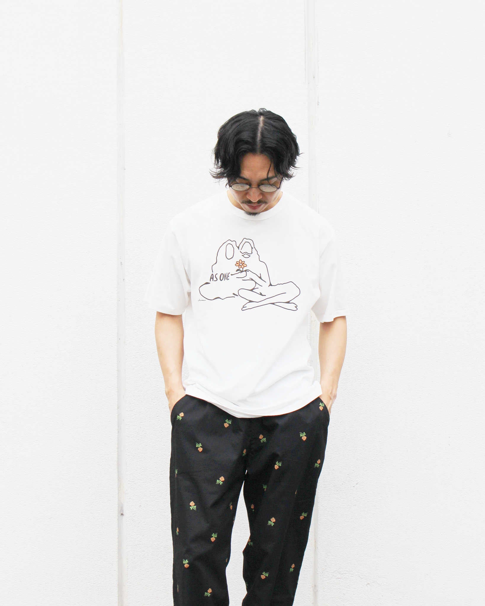 HAVE A GRATEFUL DAY ハブアグレイトフルデイ / T-SHIRT -AS ONE (WHITE ホワイト)