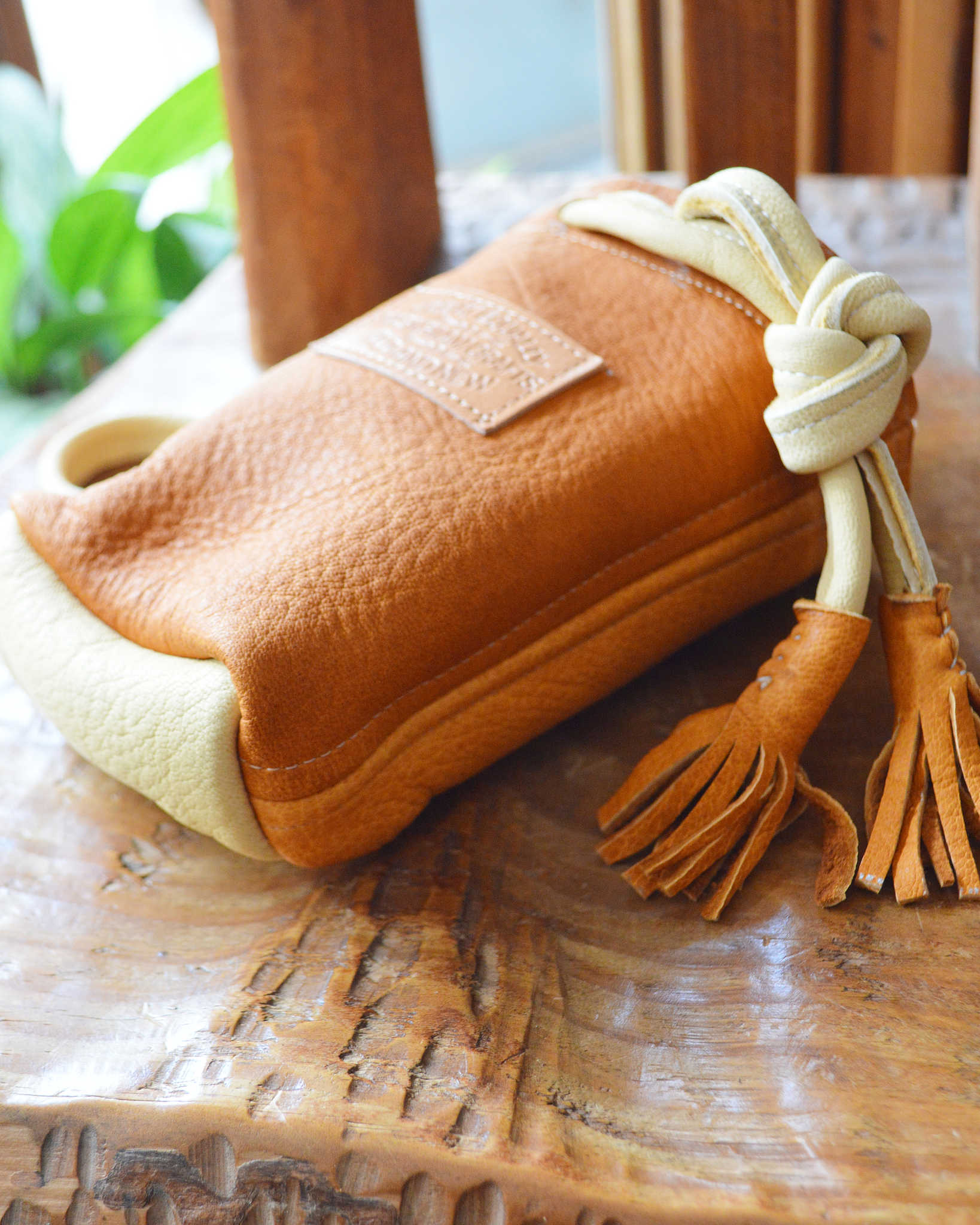 Nasngwam.×EARLYMORNING ナスングワム アーリーモーニング / DEERSKIN BEER BAG ディアスキンビールバッグ (CAMEL キャメル)