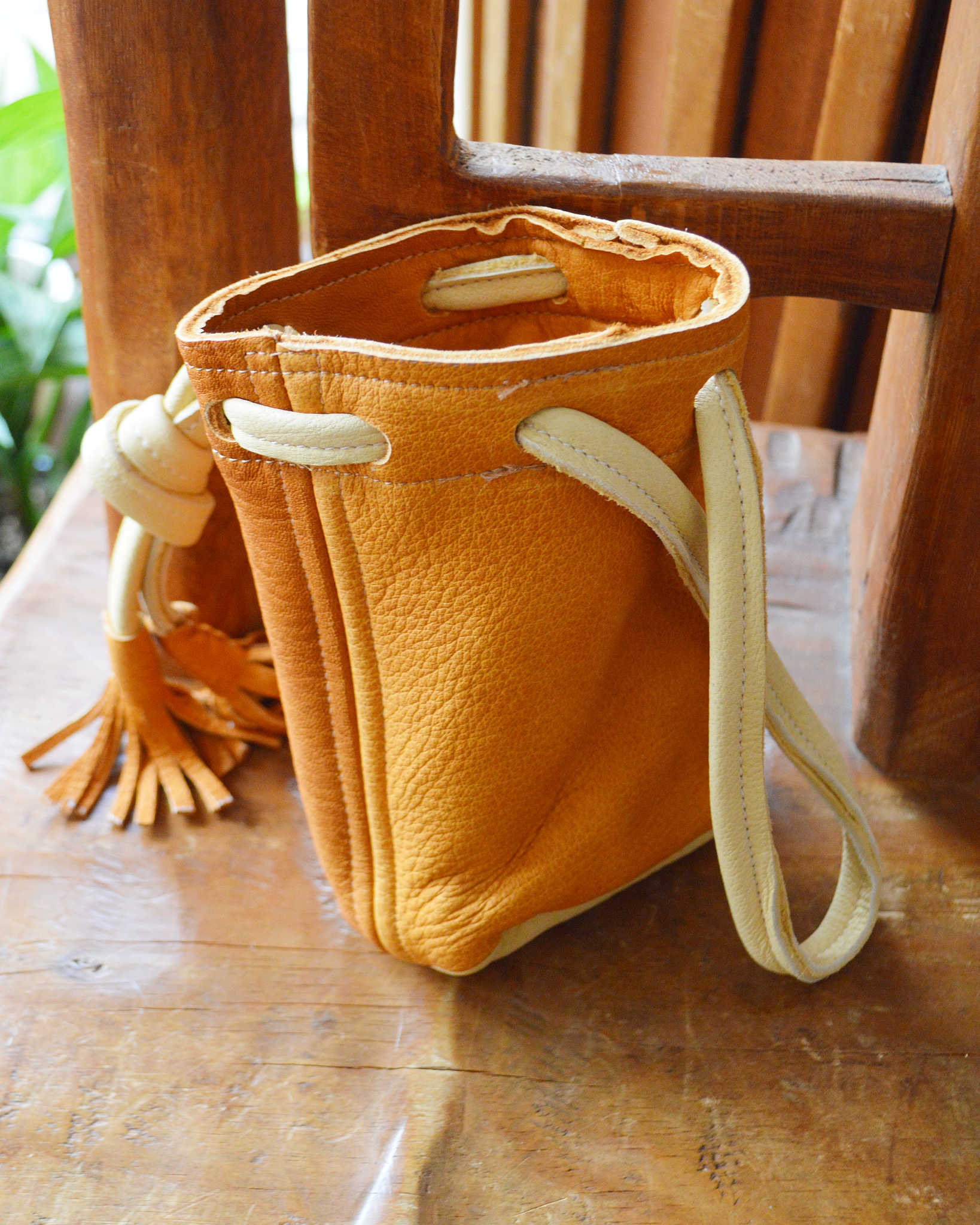 Nasngwam.×EARLYMORNING ナスングワム アーリーモーニング / DEERSKIN BEER BAG ディアスキンビールバッグ (CAMEL キャメル)