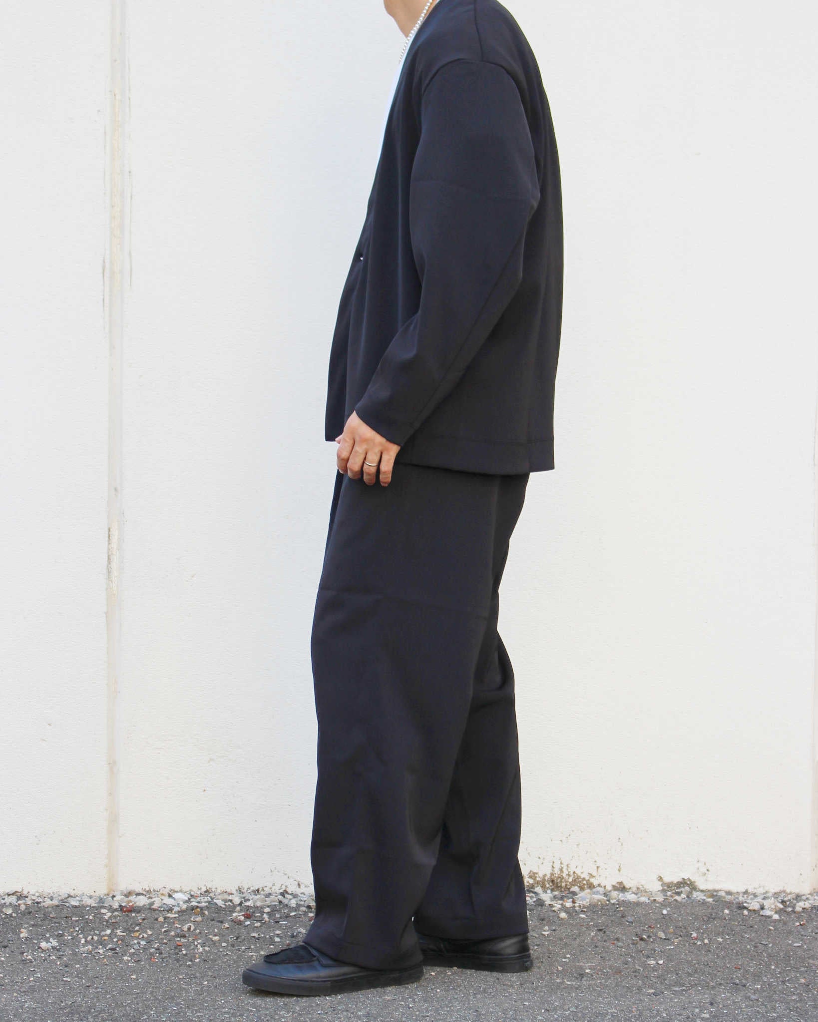 LAMOND ラモンド / TWILL TWIST CENTER SEAM PANTS ツイルセンターシームパンツ (BLACK ブラック)