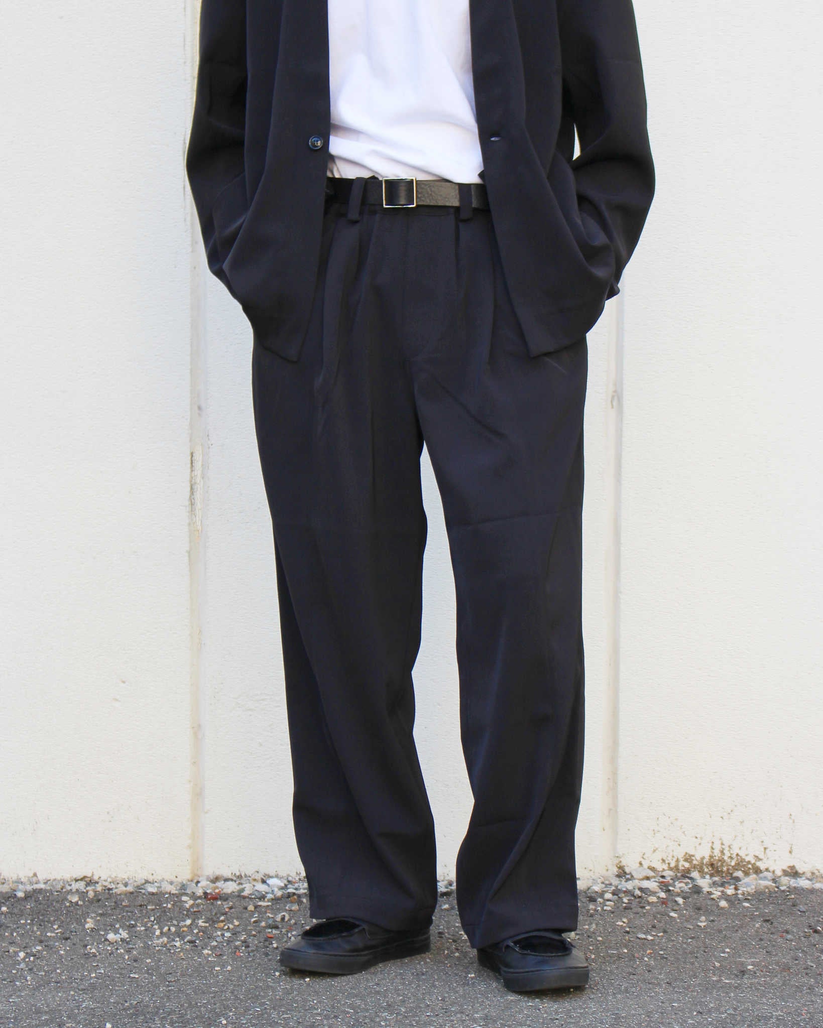 LAMOND ラモンド / TWILL TWIST CENTER SEAM PANTS ツイルセンターシームパンツ (BLACK ブラック)