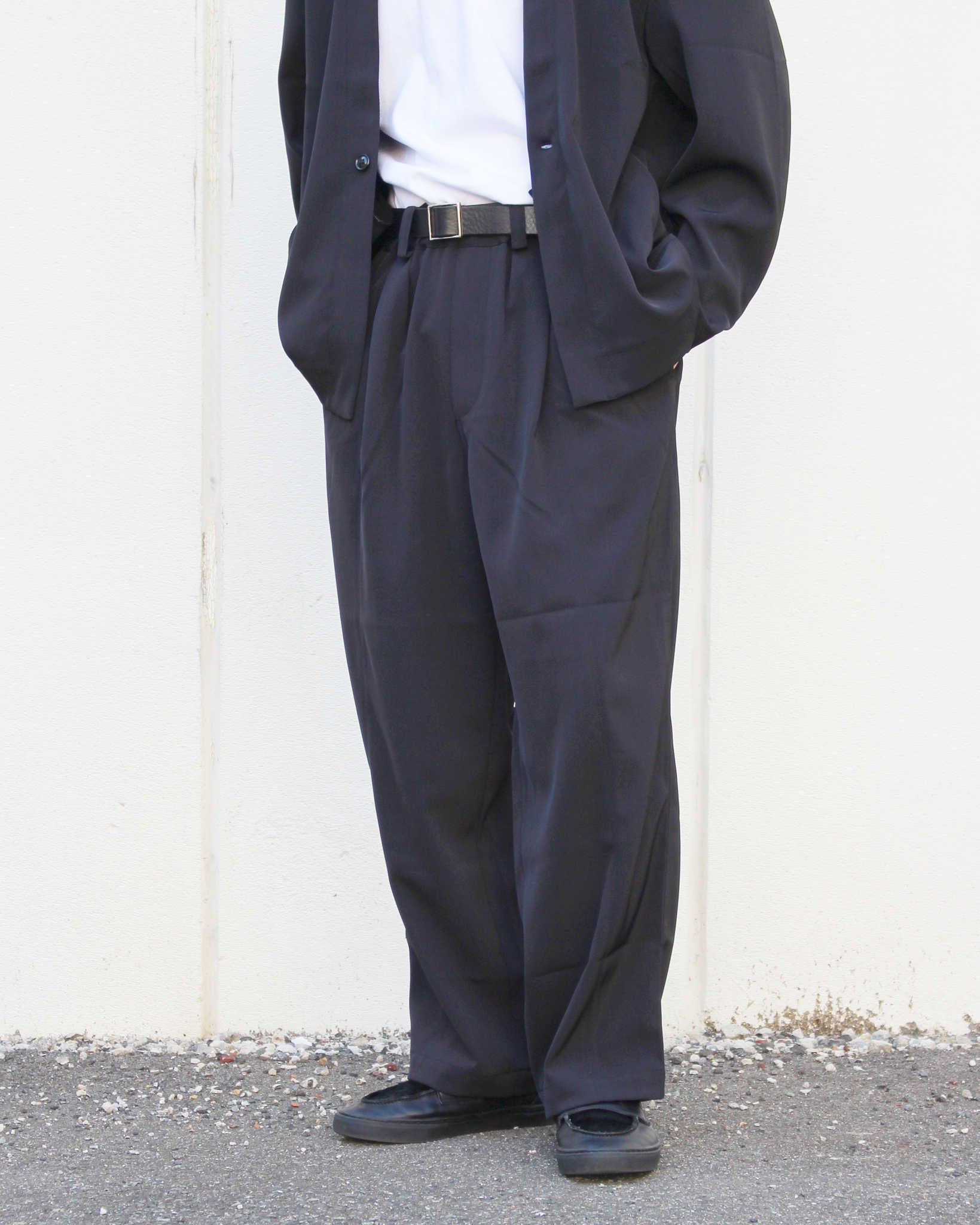 LAMOND ラモンド / TWILL TWIST CENTER SEAM PANTS ツイルセンターシームパンツ (BLACK ブラック)
