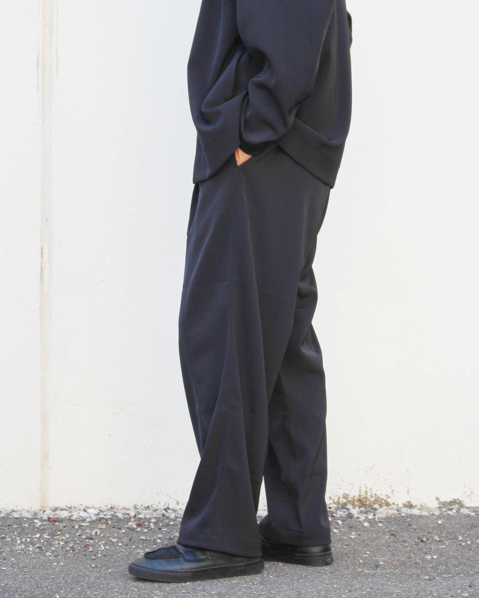 LAMOND ラモンド / TWILL TWIST CENTER SEAM PANTS ツイルセンターシームパンツ (BLACK ブラック)