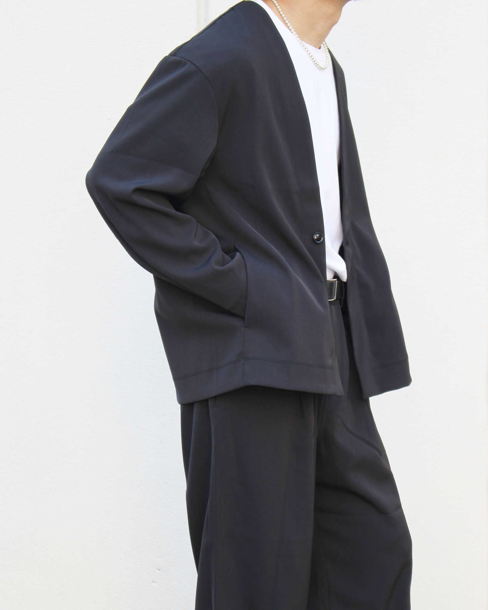 LAMOND ラモンド / TWILL TWIST CARDIGAN JACKET ツイルツイストカーディガンジャケット (BLACK ブラック)