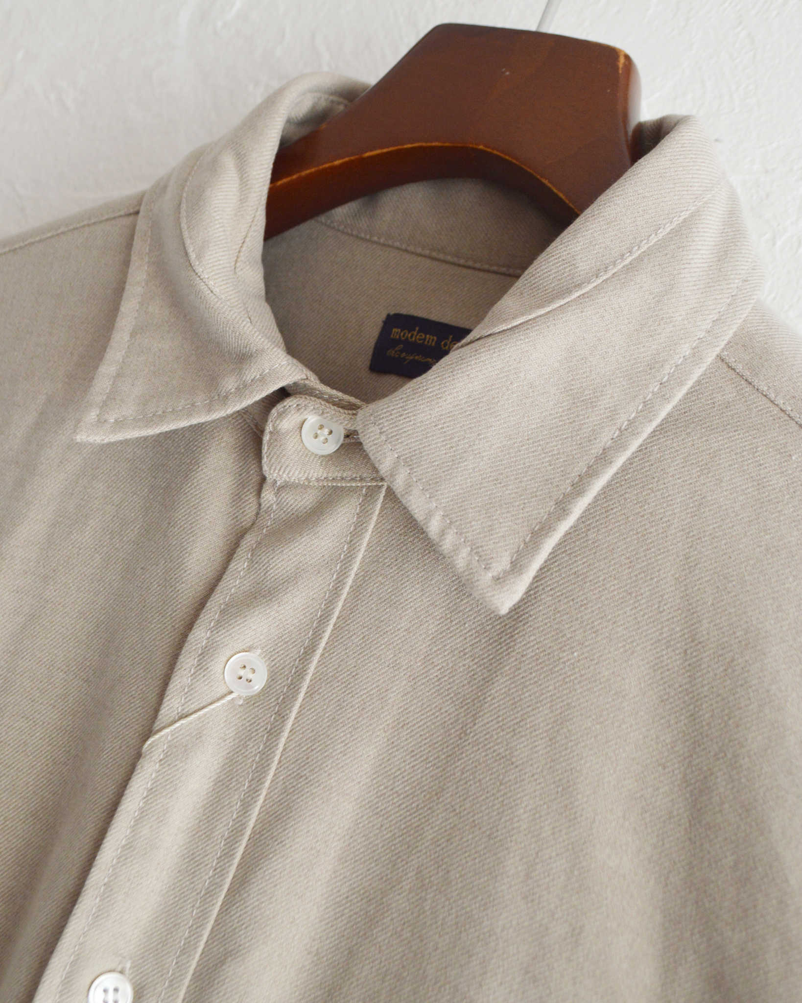 modemdesign モデムデザイン / WOOL MIX SHIRTS ウールミックスシャツ (BEIGE ベージュ)