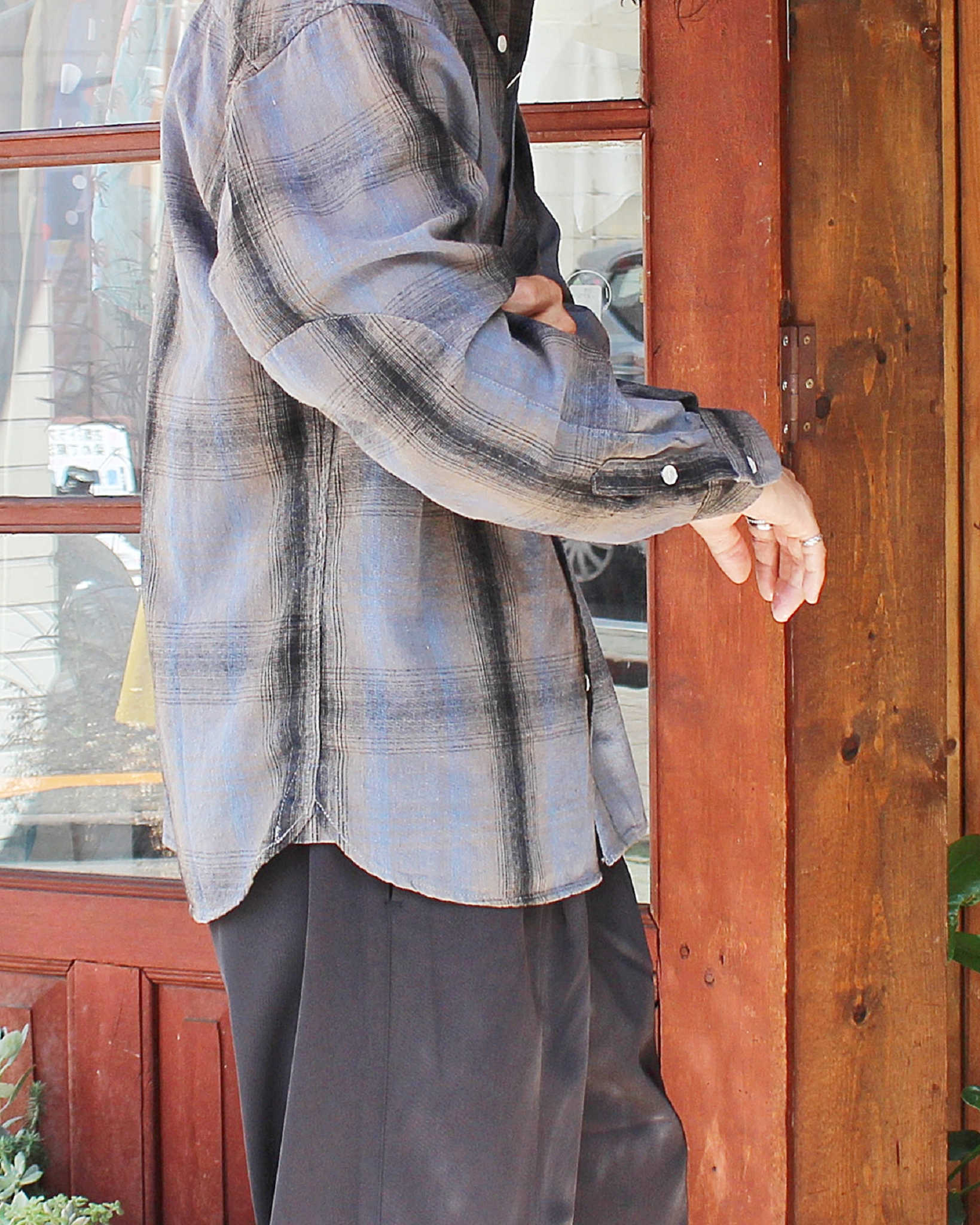 modemdesign モデムデザイン / CHECK SHIRTS チェックシャツ (OLIVE オリーブ)