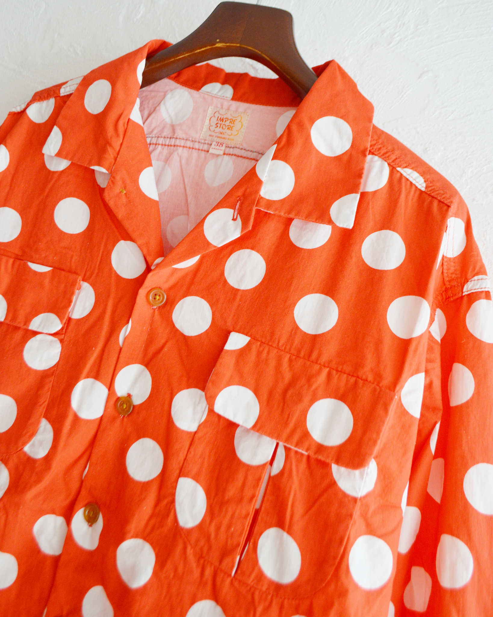 IMPRESTORE インプレストア / Herb ハーブ | Polka dot open collar shirt ポルカドットオープンカラーシャツ (RED レッド)